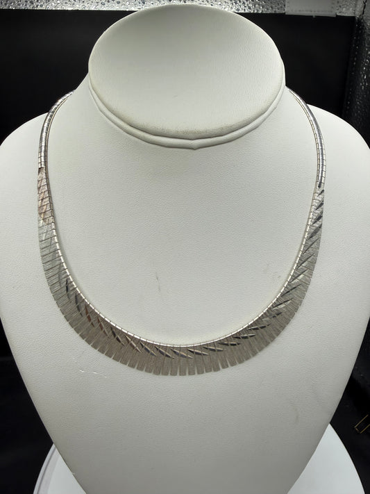 Vintage Italian Sterling Silver Diamond Cut Bib Necklace – 17.5” – Solid 925 Italy – 28g Statement Collar Necklace