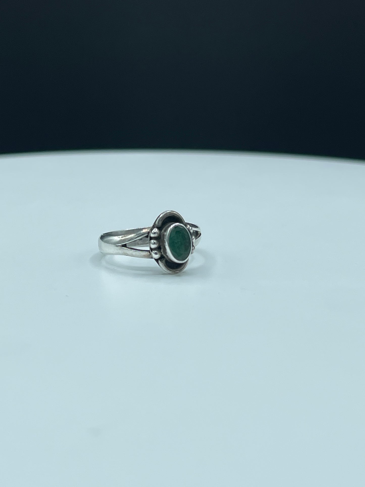 Petite Natural Emerald Sterling SIlver Ring (Size 5.5)