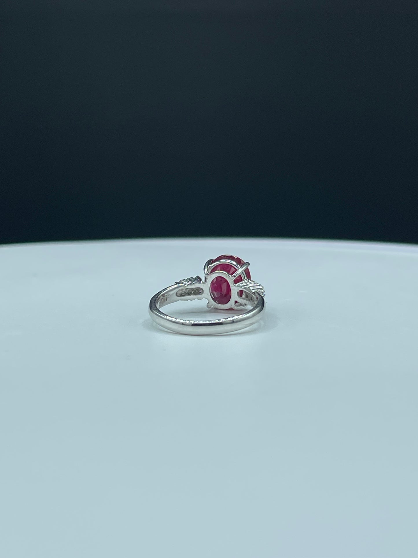 3.33 Carat Natural Ruby & Diamond 18k White Gold Engagement Ring (Size 6)