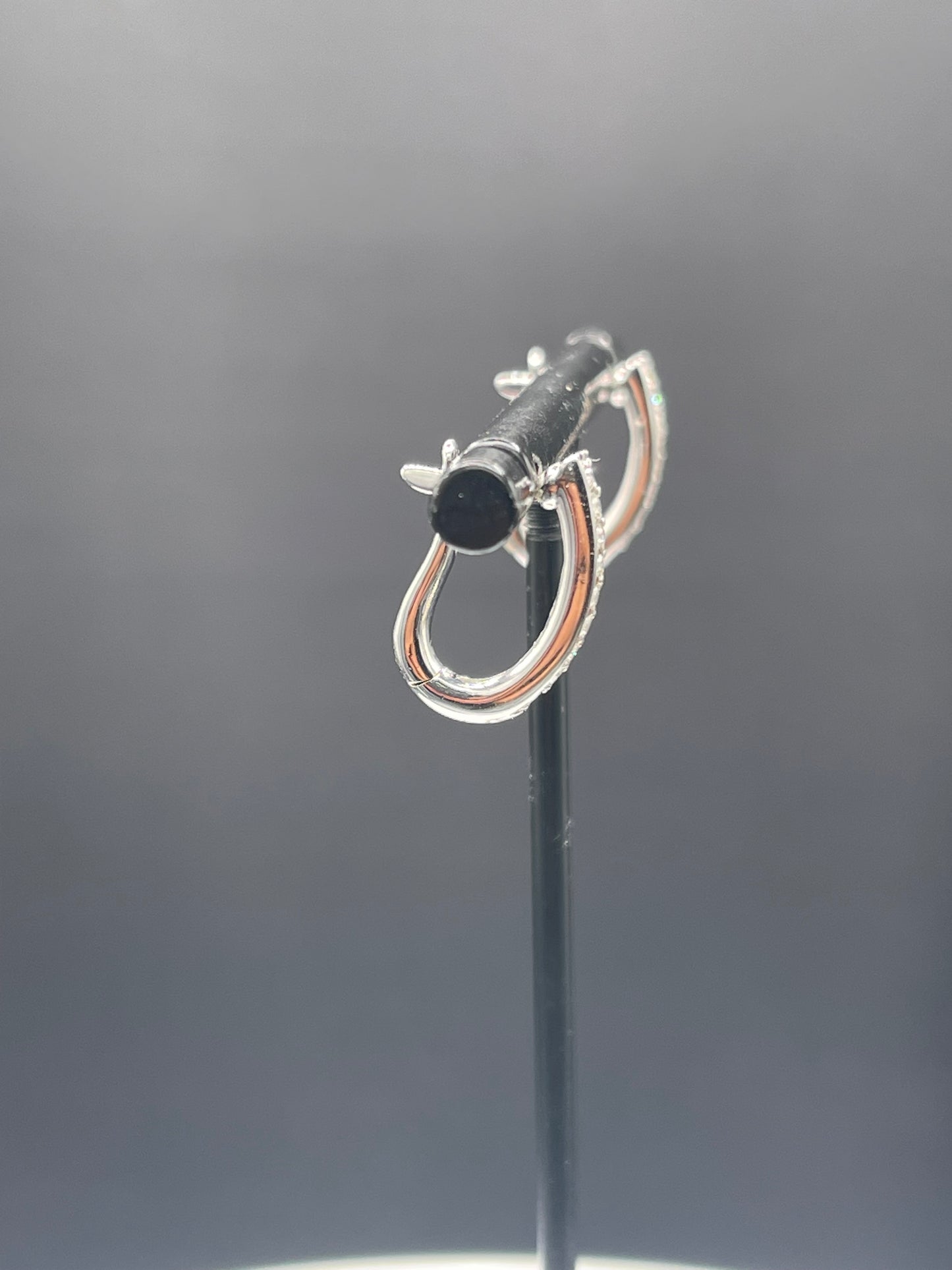 0.54 Carat Natural Diamond 18k White Gold Fancy Huggie Hoop Earrings