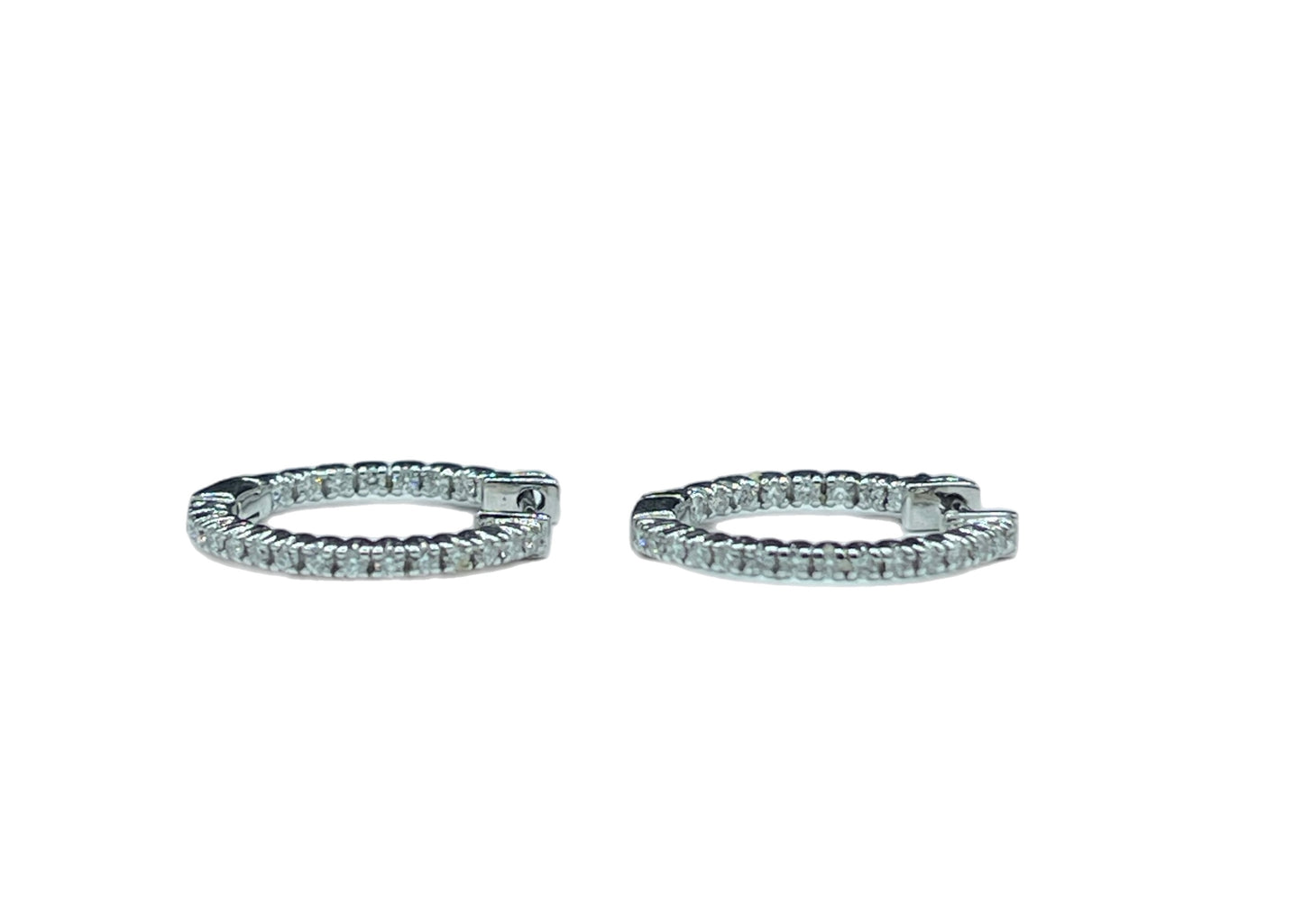 0.45 Carat Natural Diamond 18k White Gold Hoop Earrings