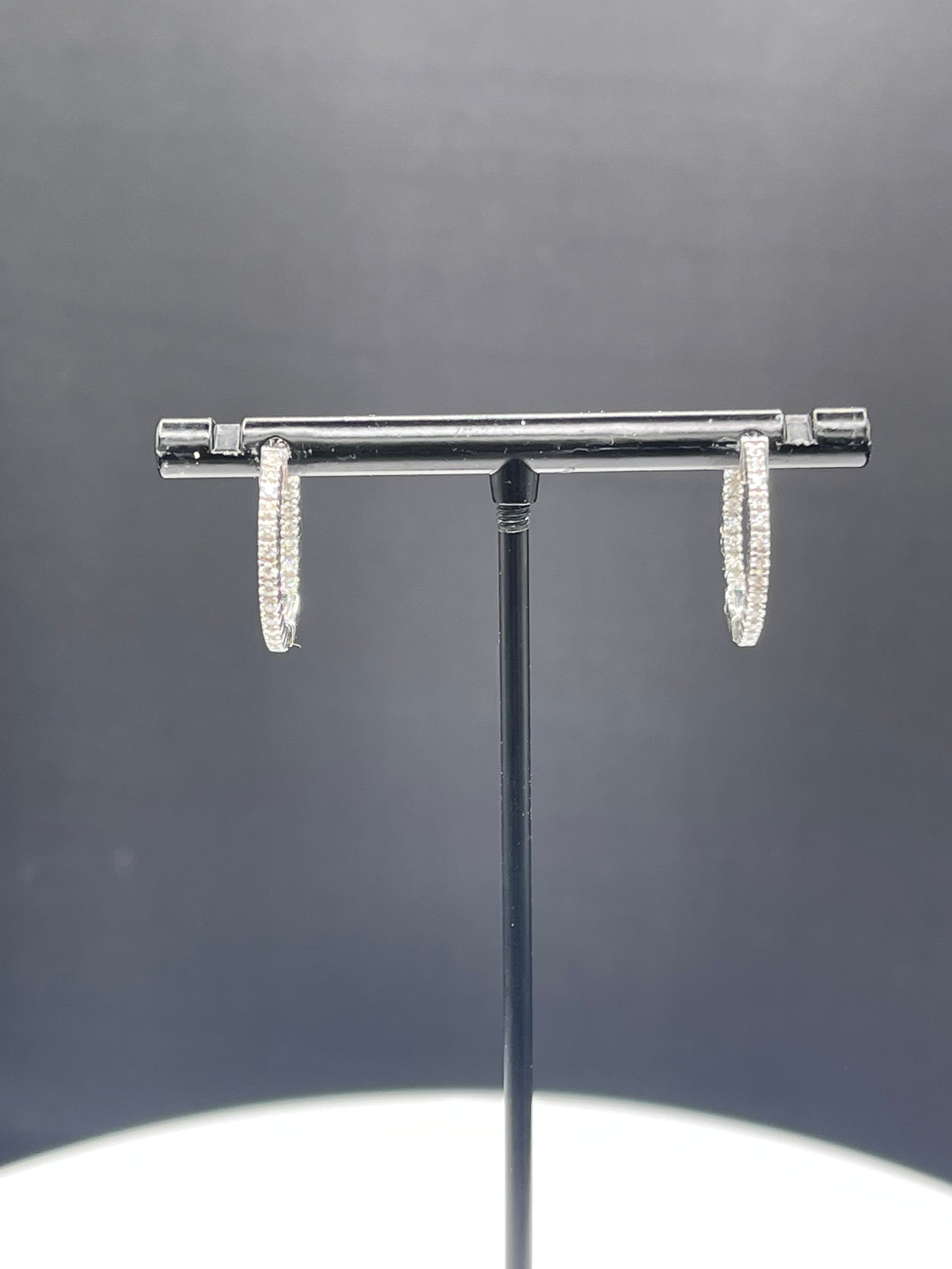 0.45 Carat Natural Diamond 18k White Gold Hoop Earrings