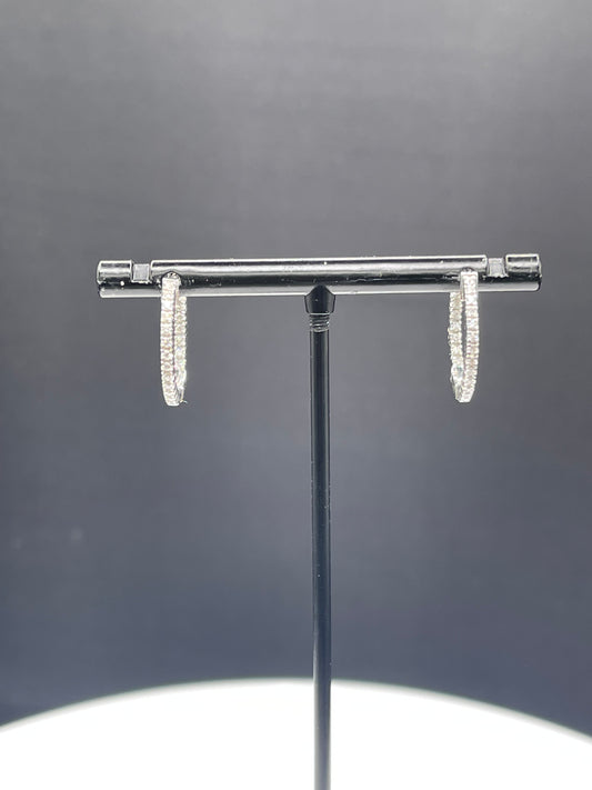 0.45 Carat Natural Diamond 18k White Gold Hoop Earrings