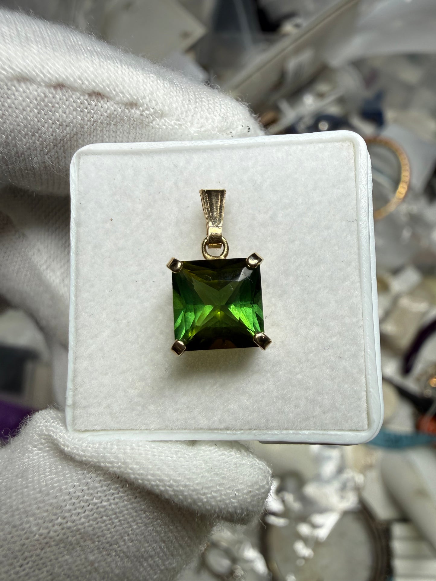 1.62ct Natural Deep Green Tourmaline 14K Gold Pendant