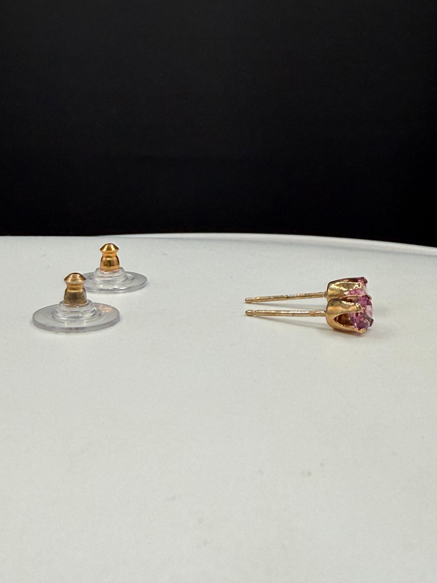 Natural Rubellite Tourmaline Stud Earrings 14K Yellow Gold | 0.70 CTW | Round Cut