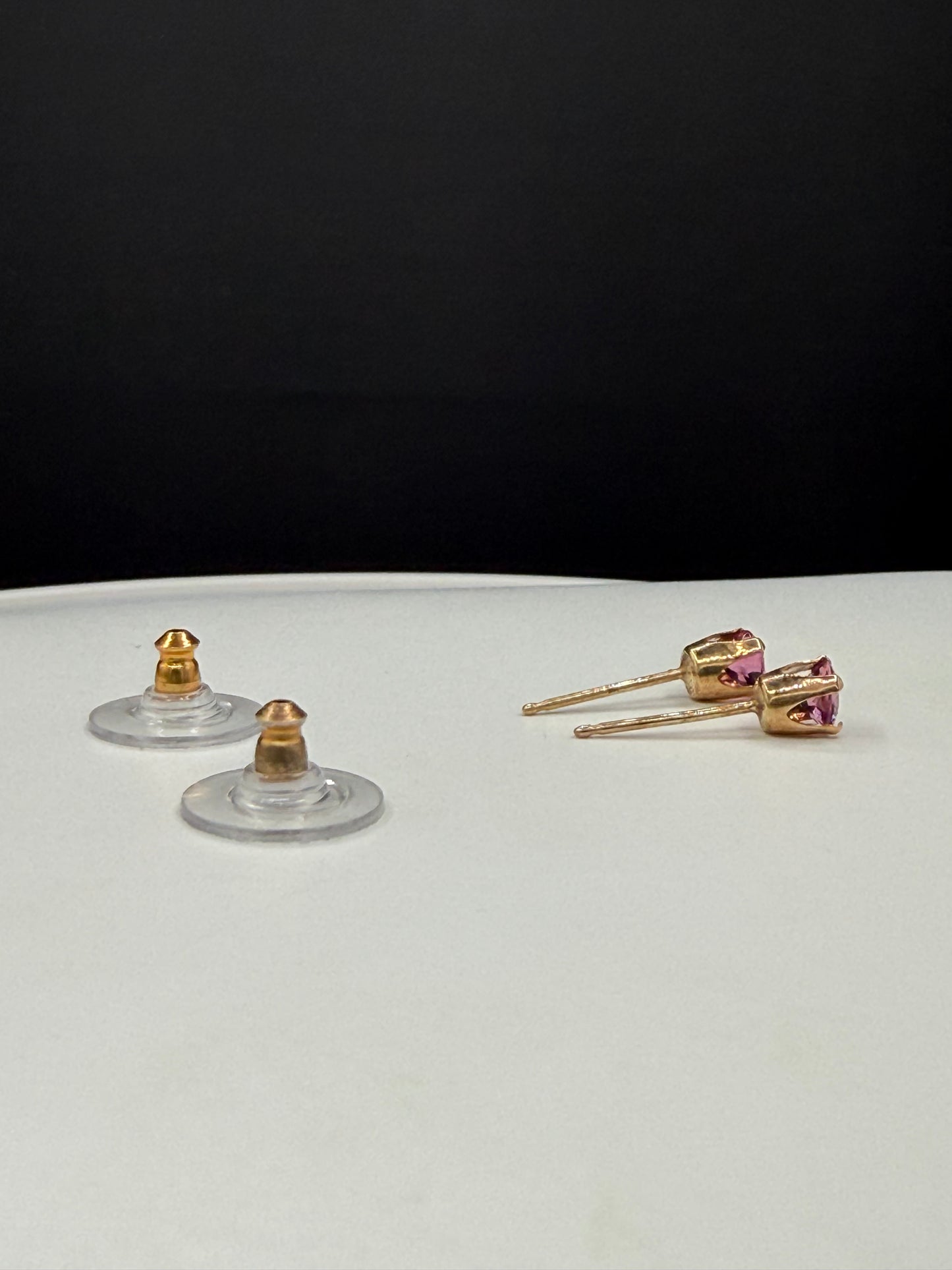 Natural Rubellite Tourmaline Stud Earrings 14K Yellow Gold | 0.70 CTW | Round Cut