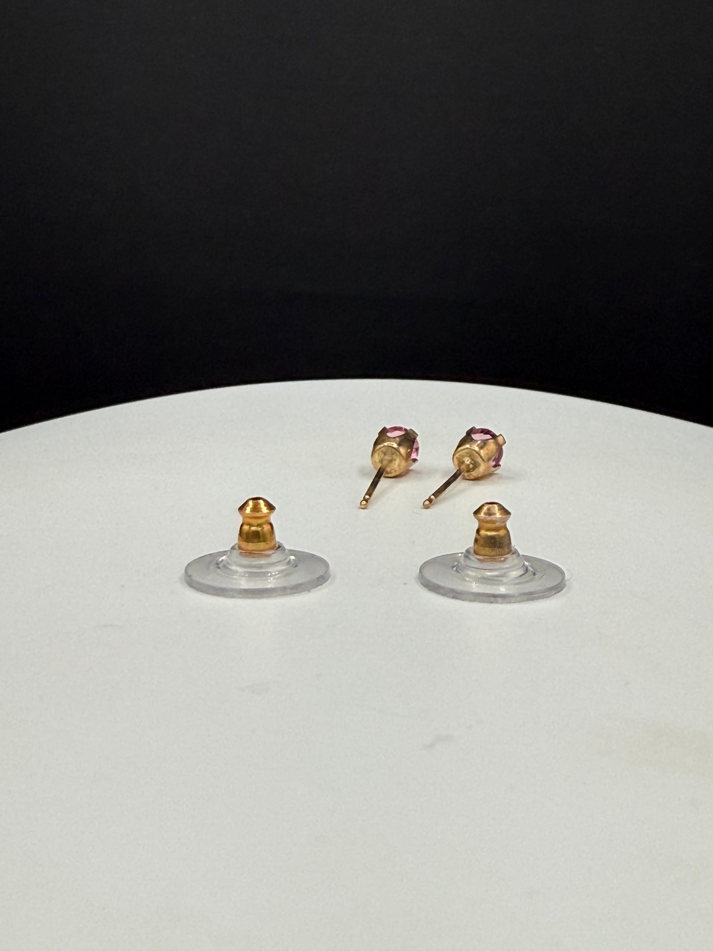Natural Rubellite Tourmaline Stud Earrings 14K Yellow Gold | 0.70 CTW | Round Cut