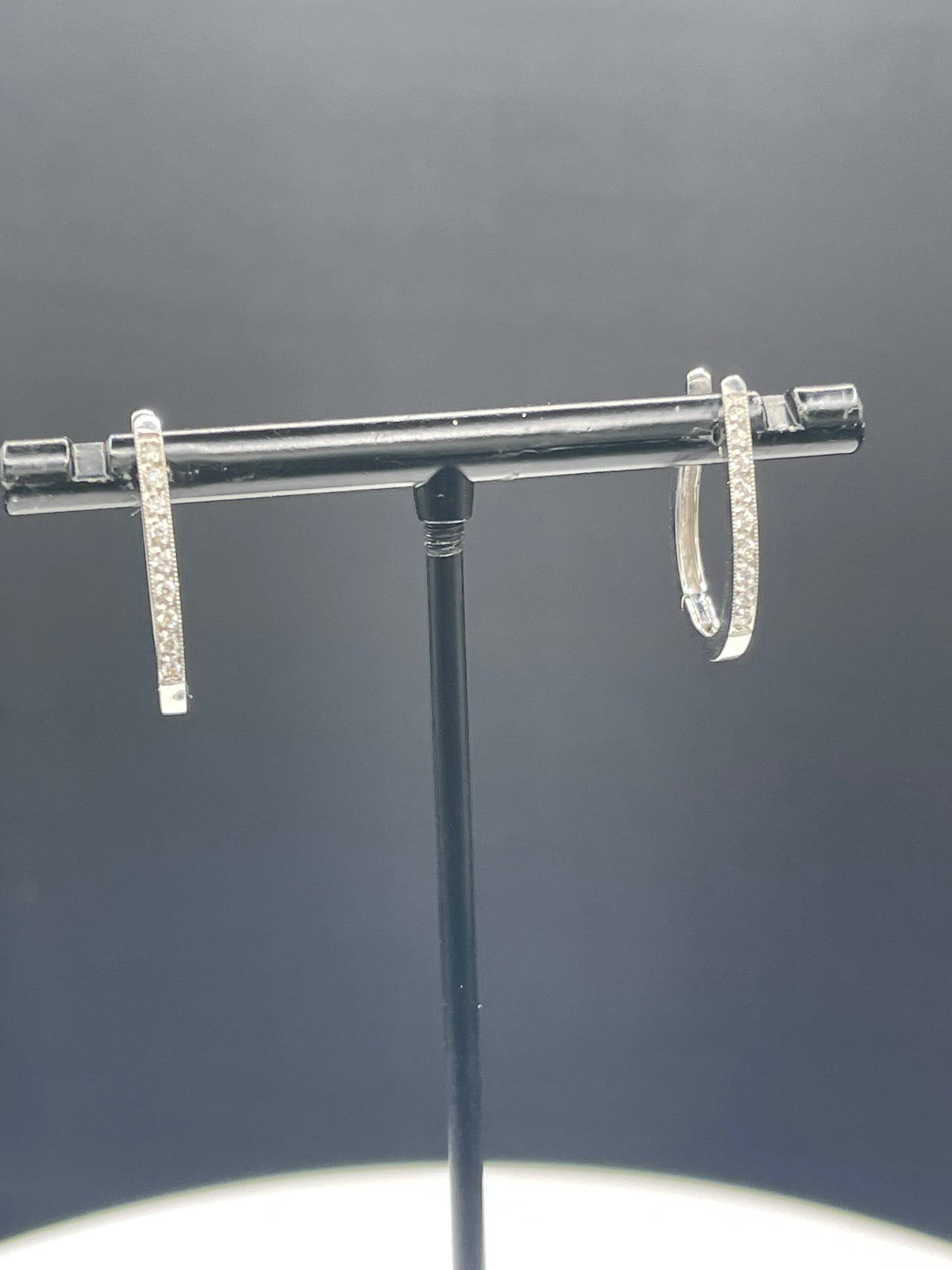0.27 Carat Natural Diamond 18k White Gold Hoop Earrings