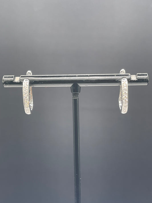 0.48 Carat Natural Diamond 18k White Gold Hoop Earrings