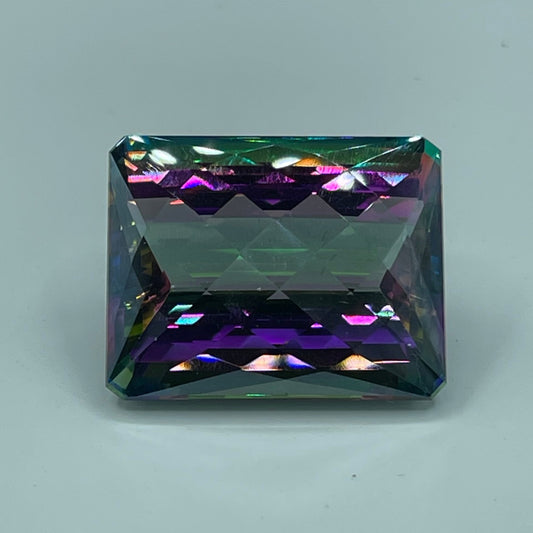 70.00 Carat Authentic Mystic Topaz Emerald Cut Loose Gemstone (24.6 x 19.9 x 14.1 MM)