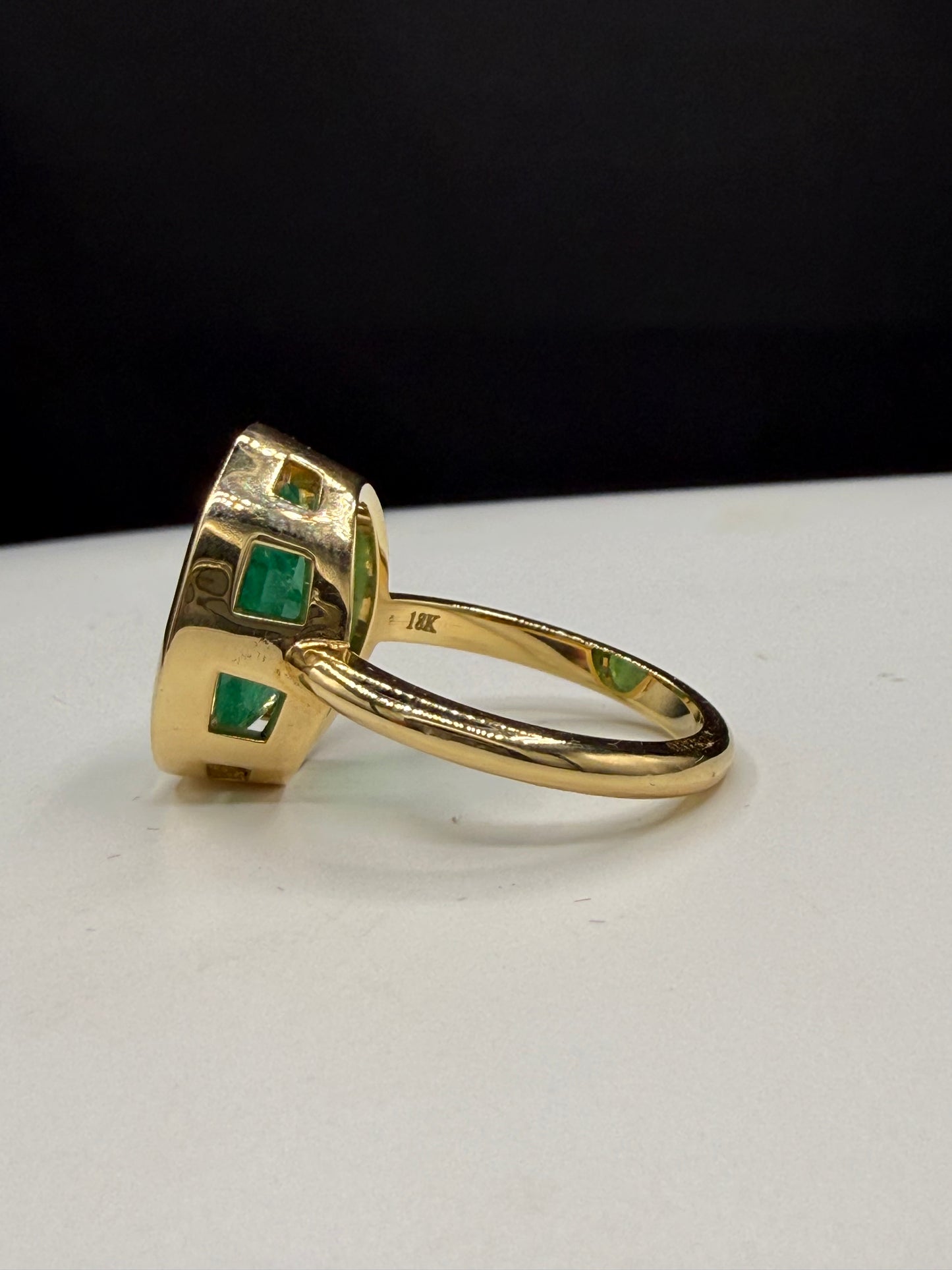7.53 Carat Natural Emerald 18k Yellow Gold Custom Ring | Size 8
