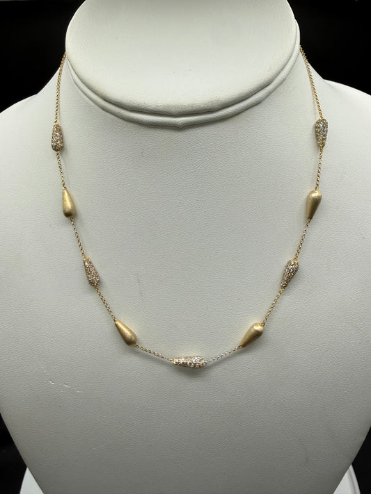 Vintage 2.13 CTW Natural Diamond 14K Yellow Gold Necklace | 16 Inches