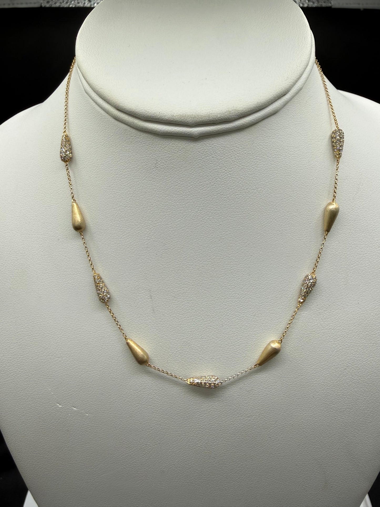 Vintage 2.13 CTW Natural Diamond 14K Yellow Gold Necklace | 16 Inches