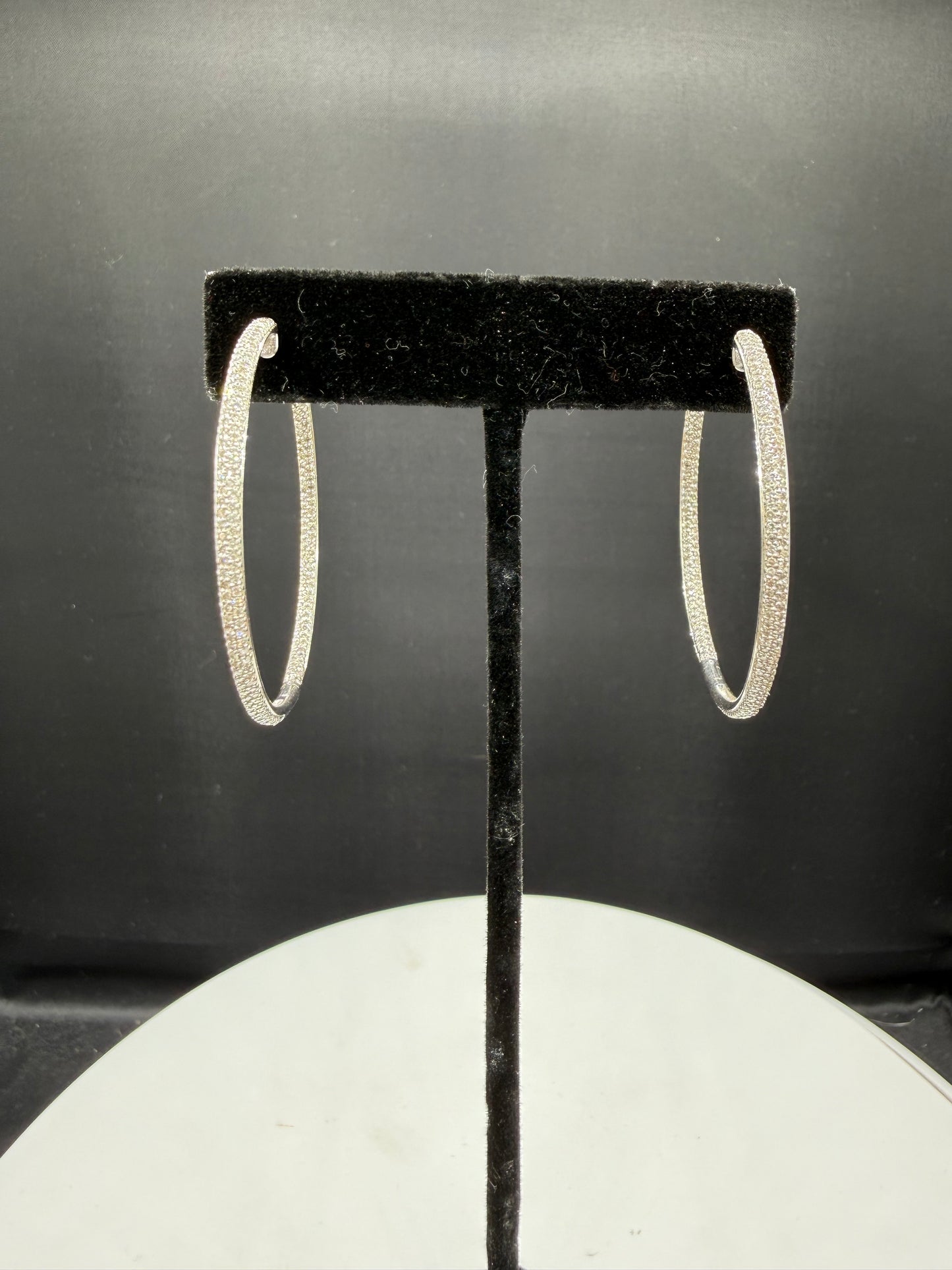 2.15 CTW Natural Diamond Inside Out Hoop 14K White Gold Earrings | 1.76”