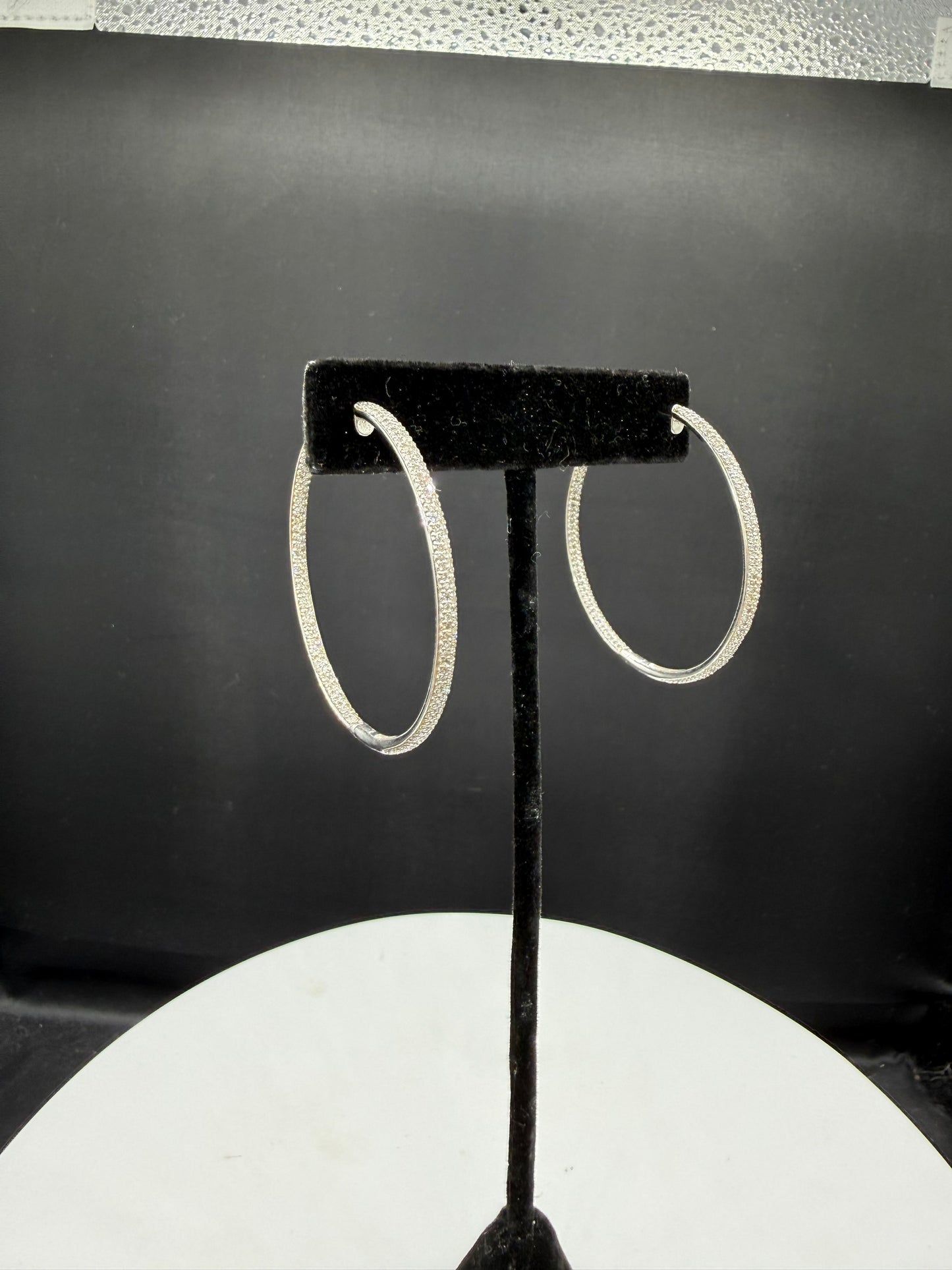 2.15 CTW Natural Diamond Inside Out Hoop 14K White Gold Earrings | 1.76”