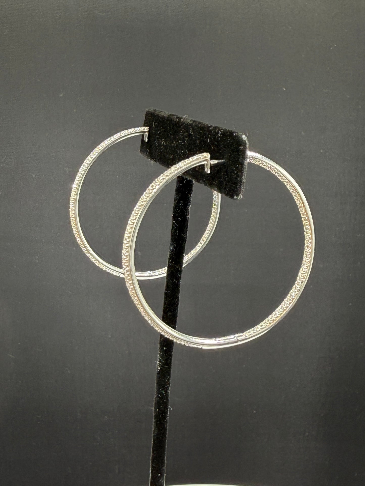 2.15 CTW Natural Diamond Inside Out Hoop 14K White Gold Earrings | 1.76”