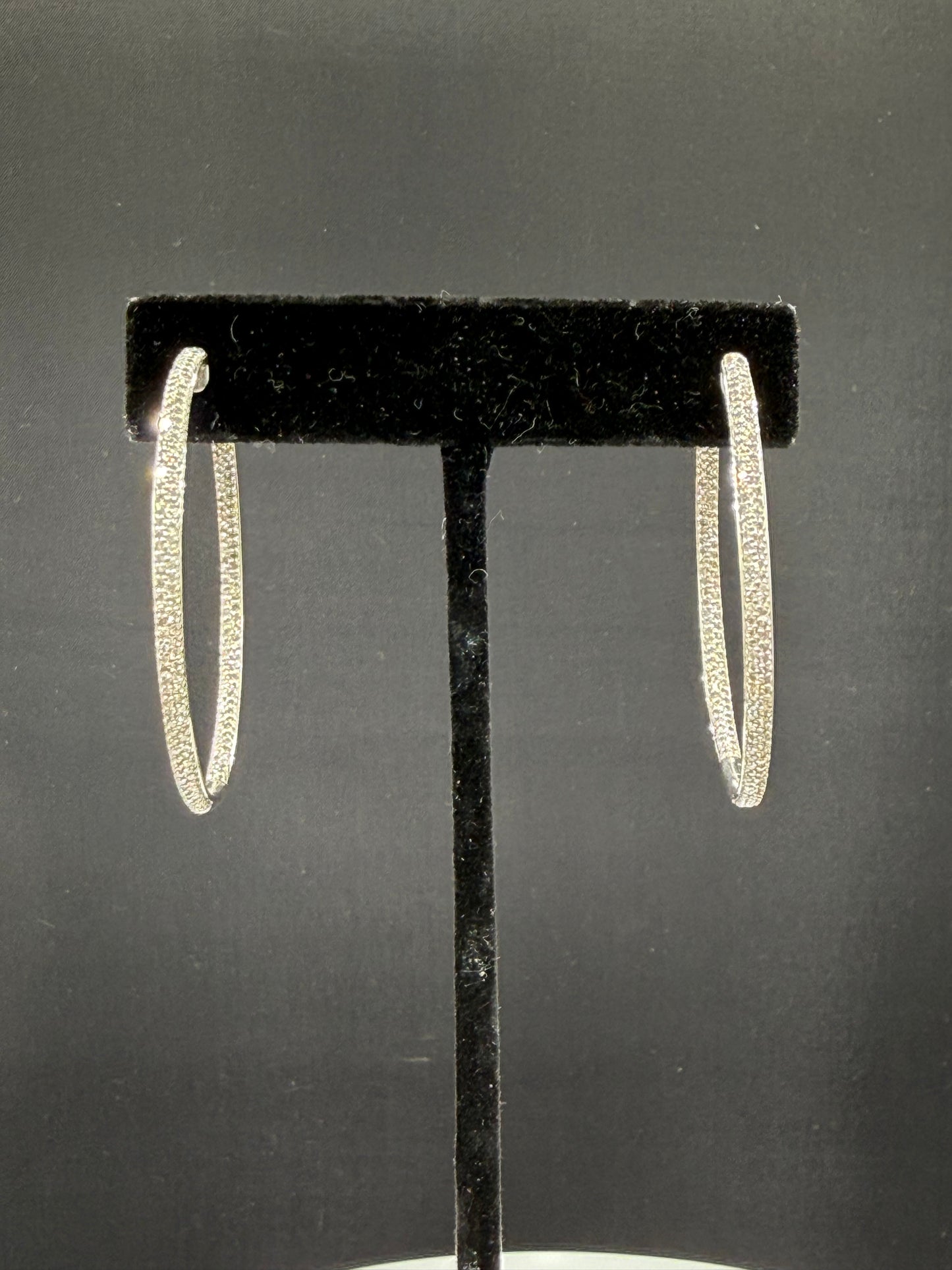 2.15 CTW Natural Diamond Inside Out Hoop 14K White Gold Earrings | 1.76”