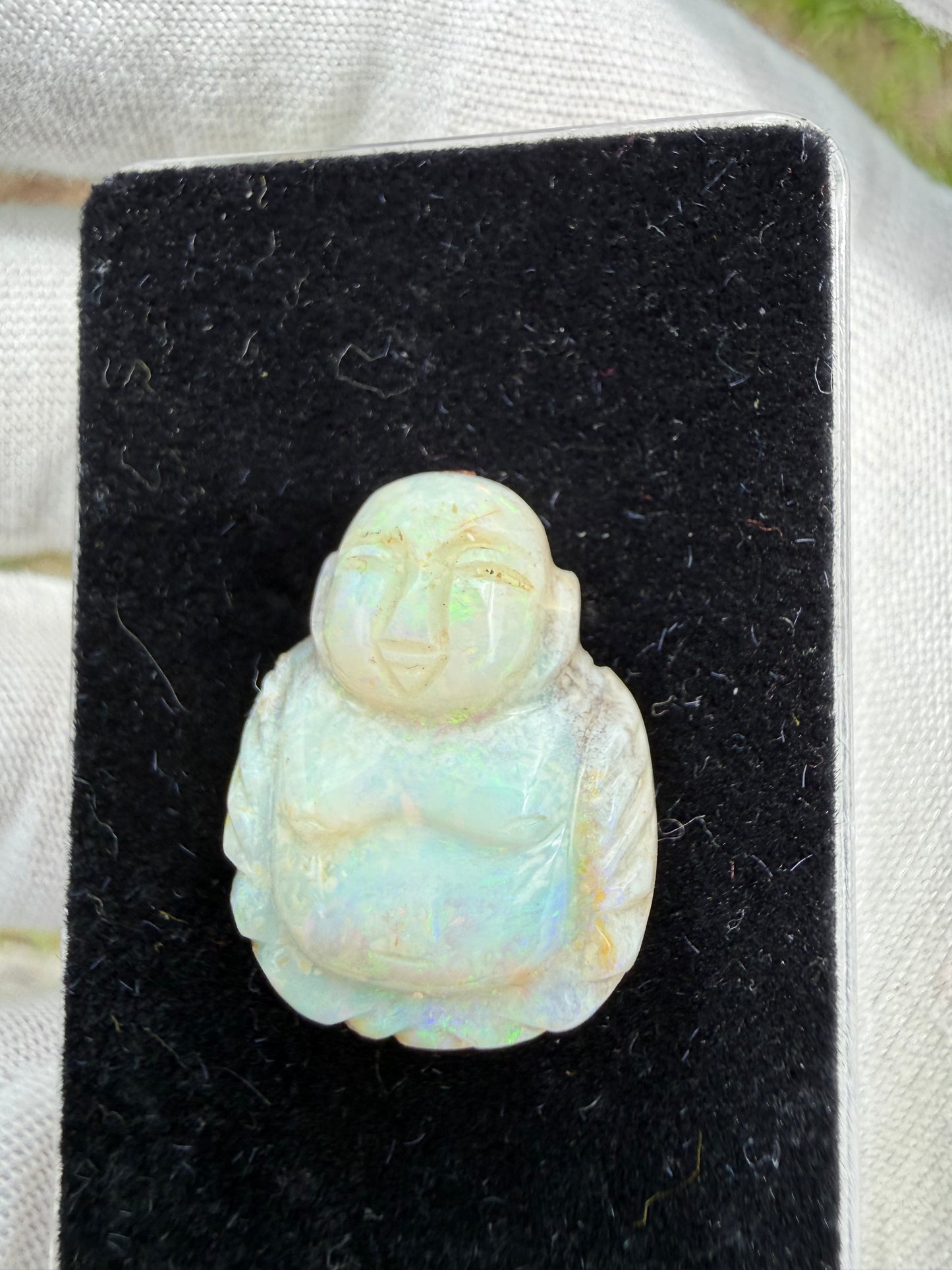 Natural Australian Opal Buddha Carving 13.90 Carats 19.88 x 15.11 MM Hand Carved Loose Gemstone