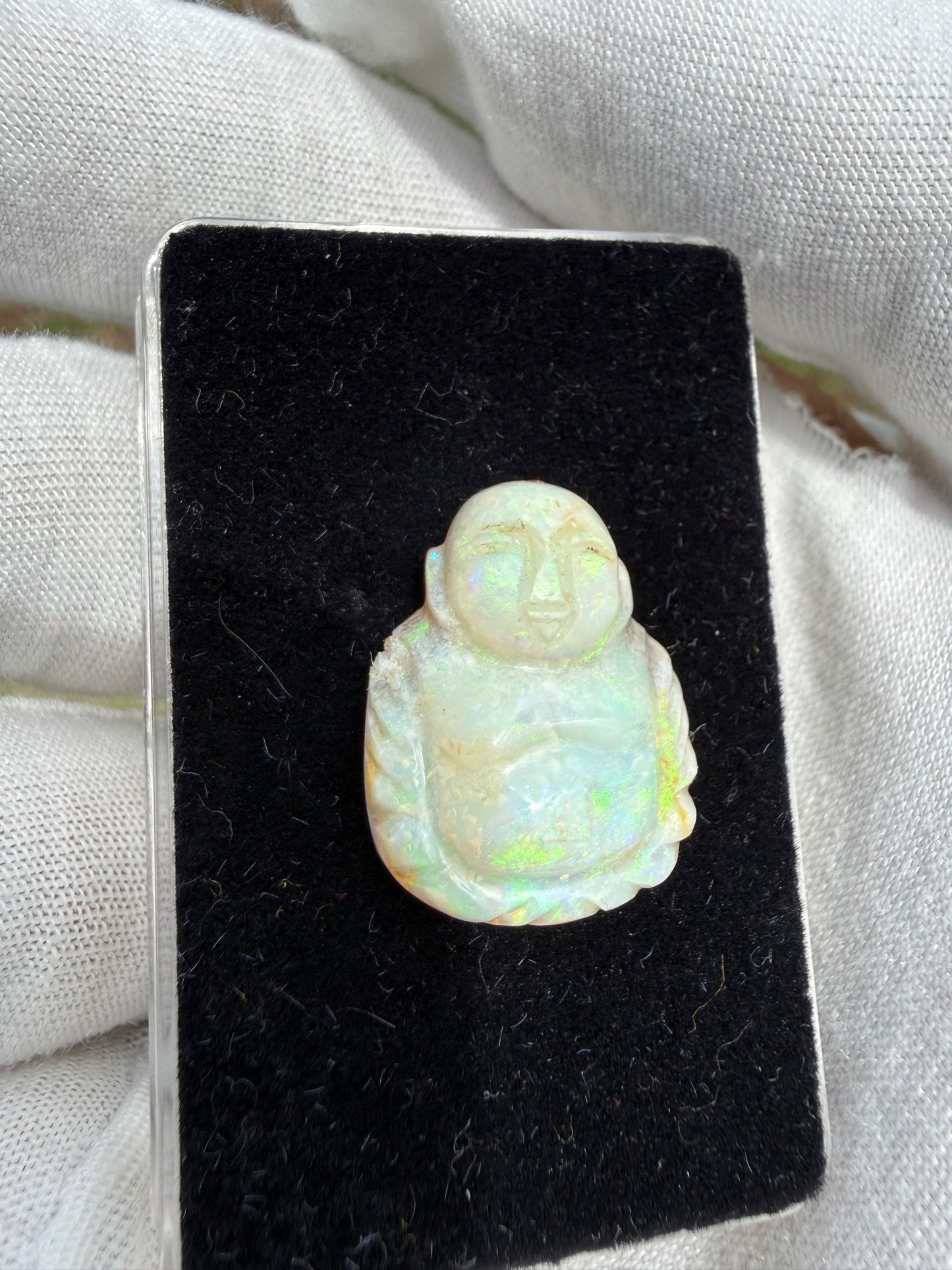 Natural Australian Opal Buddha Carving 13.90 Carats 19.88 x 15.11 MM Hand Carved Loose Gemstone