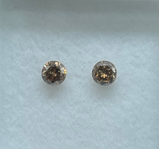0.33 Carat Natural Fancy Light Champagne Diamond Round Cut Matching Loose Gemstones (3.3 x 3.3 MM)