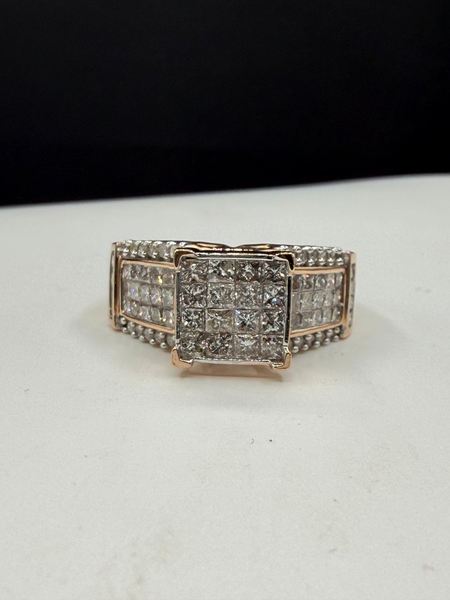 Vintage 3.32 Carat Natural Diamond Cluster 14K Rose Gold Ring | Size 8