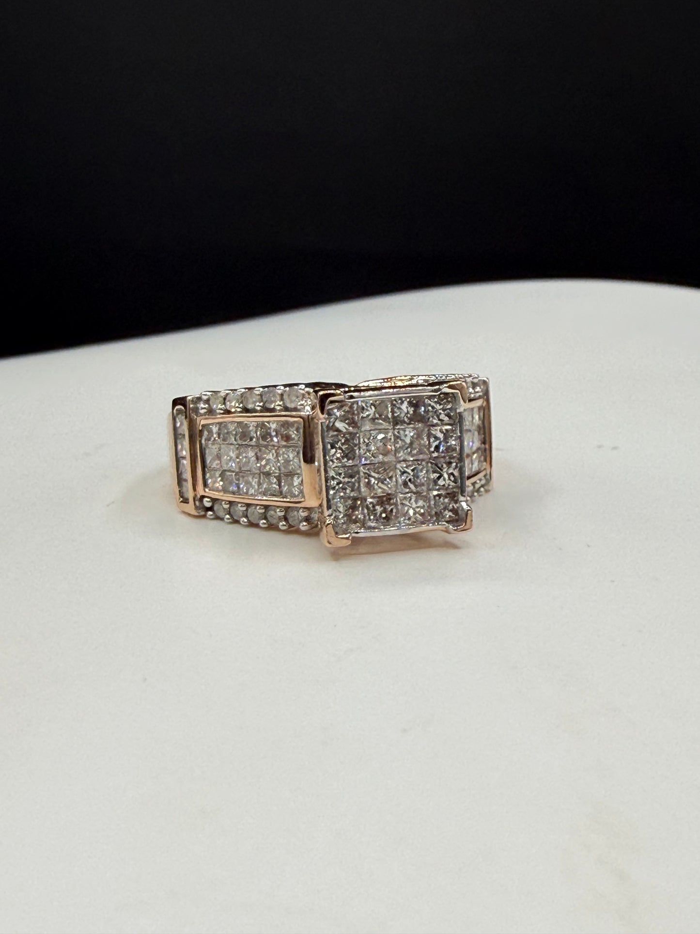 Vintage 3.32 Carat Natural Diamond Cluster 14K Rose Gold Ring | Size 8