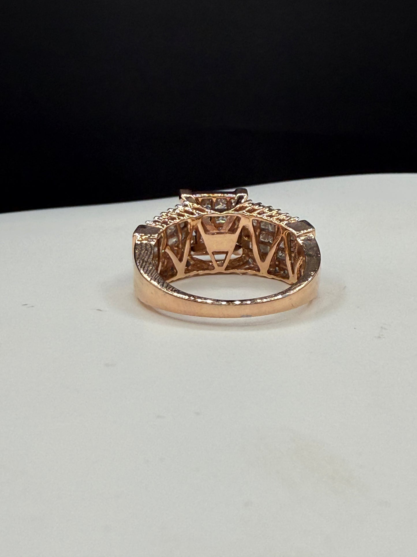 Vintage 3.32 Carat Natural Diamond Cluster 14K Rose Gold Ring | Size 8