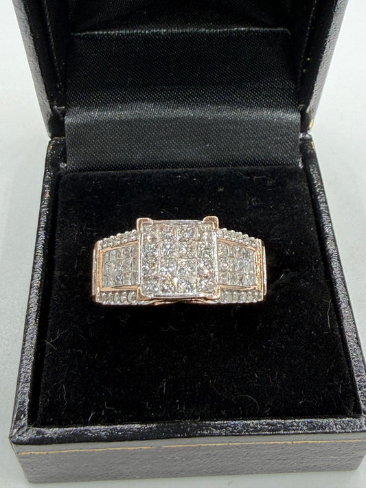 Vintage 3.32 Carat Natural Diamond Cluster 14K Rose Gold Ring | Size 8