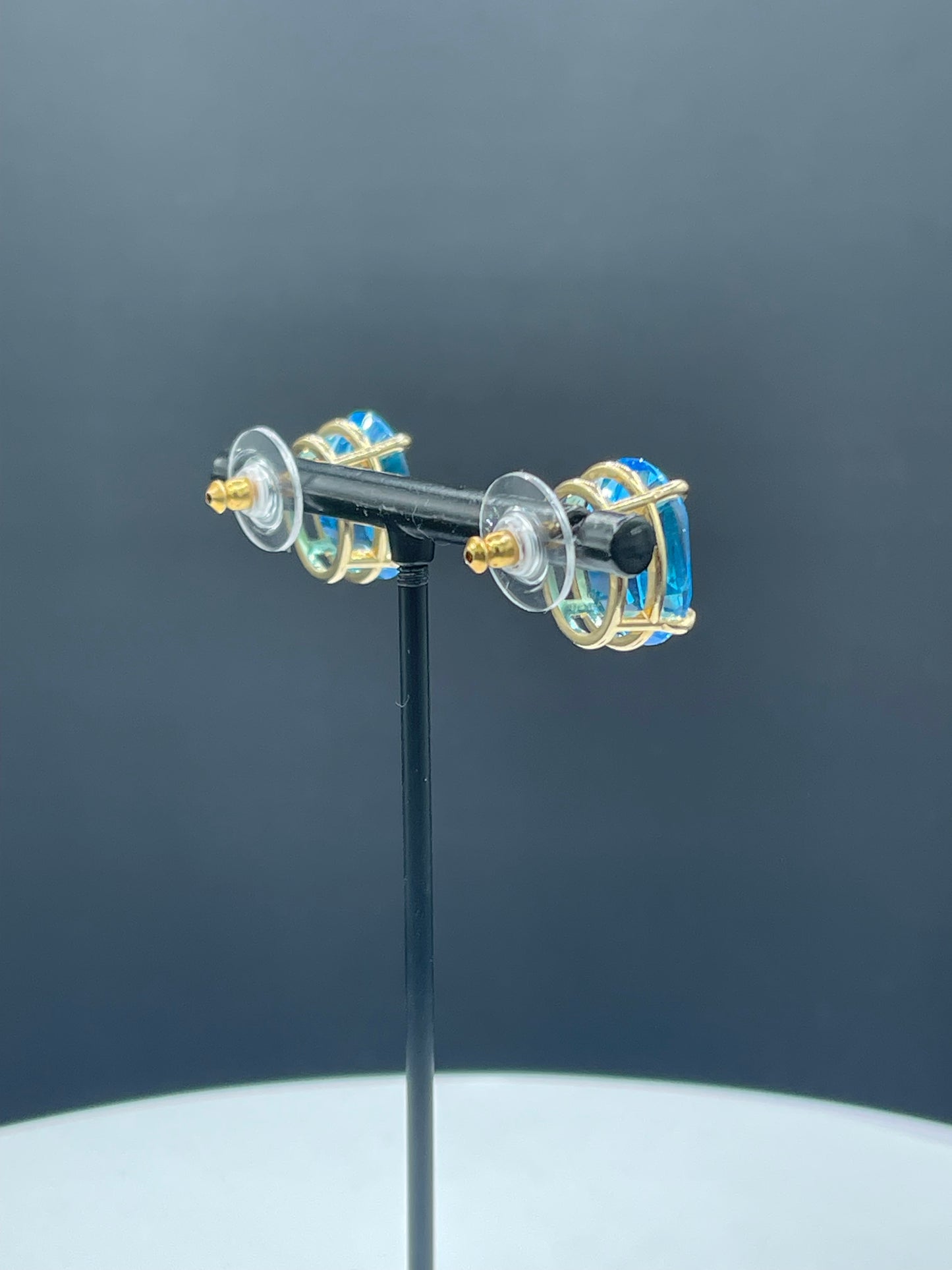 20.66 Carat Super Swiss Blue Topaz 14k Yellow Gold Earrings