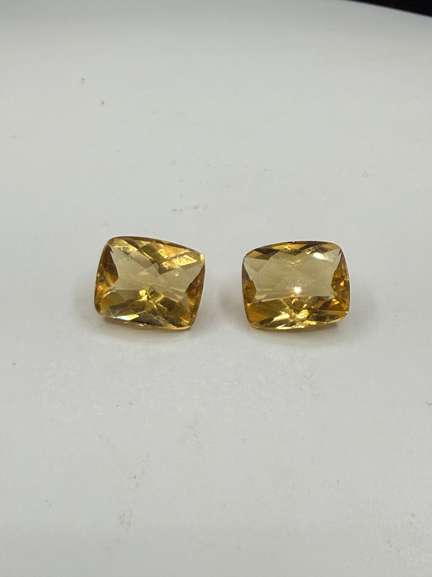 11.00ctw Matching Pair Natural Citrine | 12x10mm Checkerboard Cut | Flawless