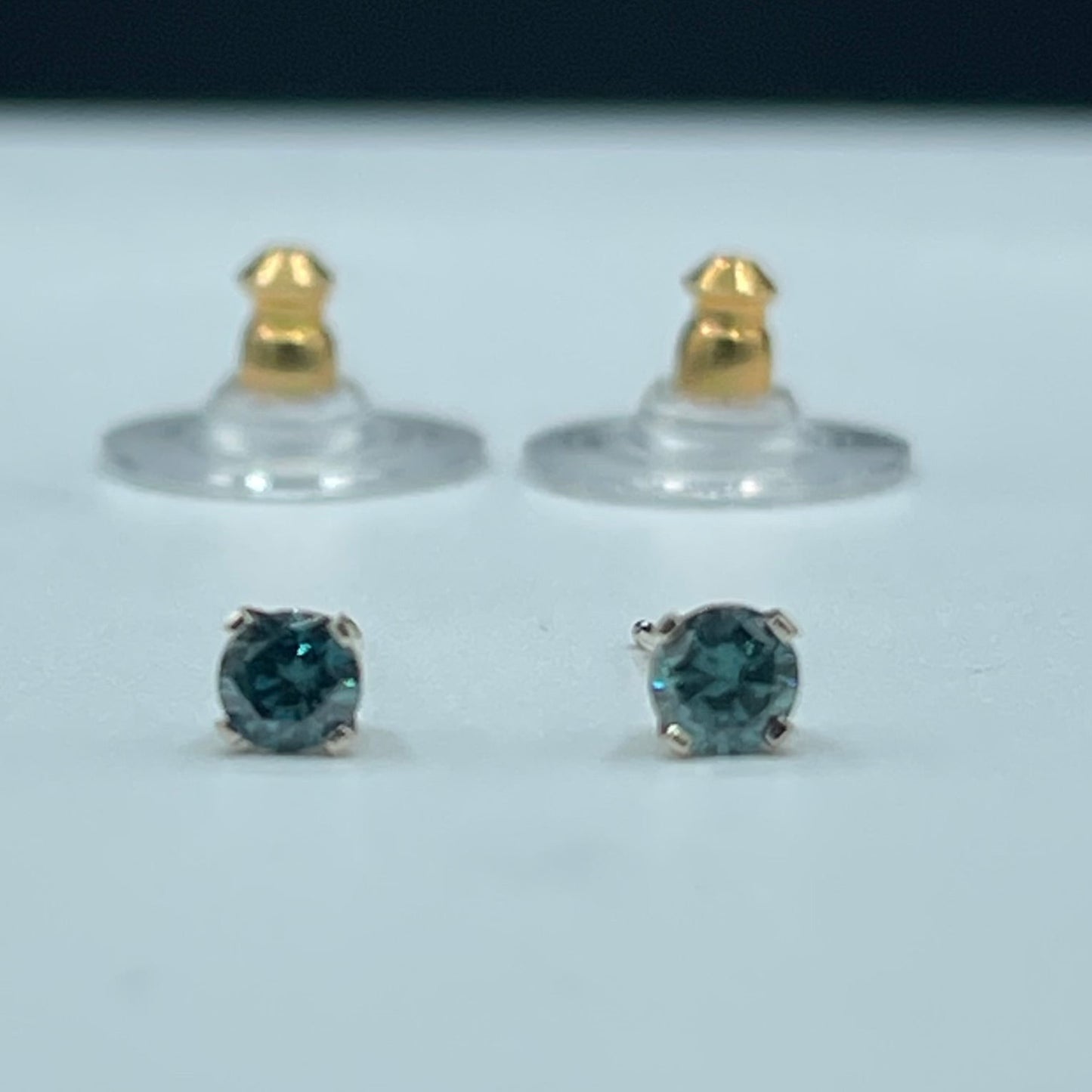 0.32 Carat Natural Blue Diamond 14k White Gold Stud Earrings