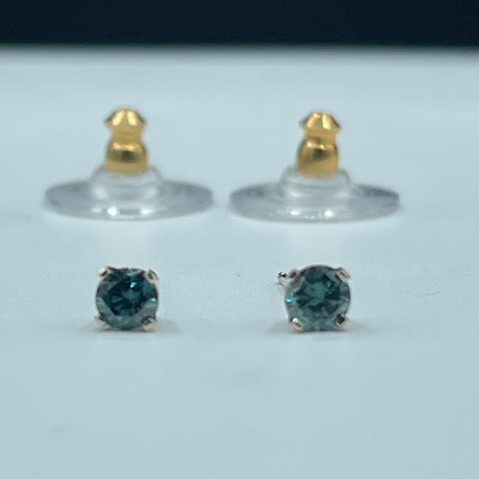 0.32 Carat Natural Blue Diamond 14k White Gold Stud Earrings