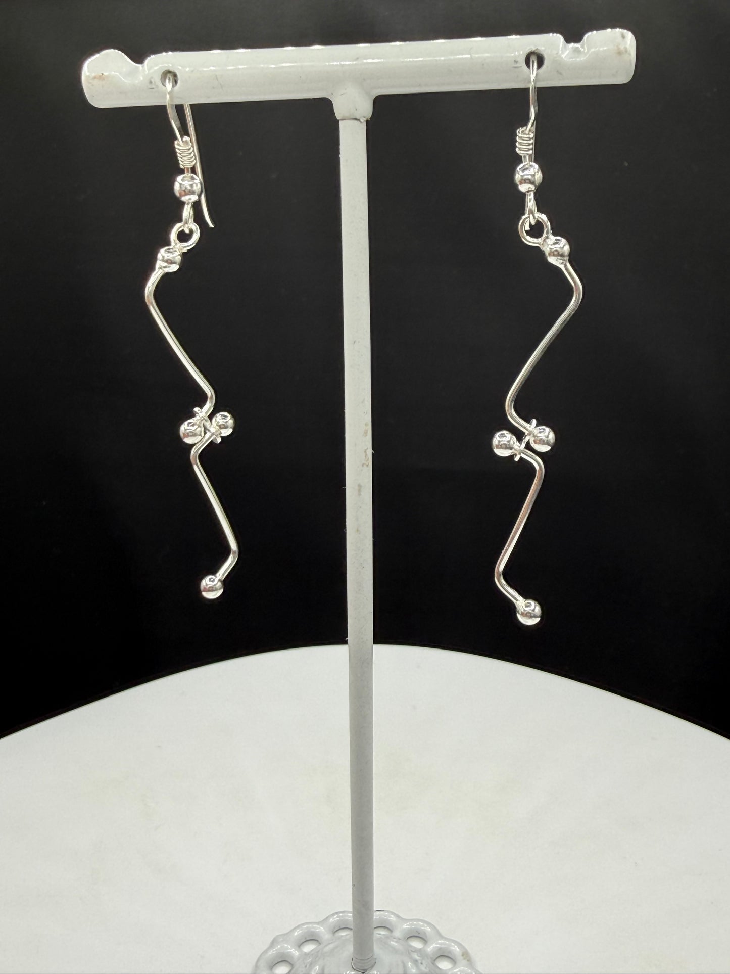 Handmade Solid 925 Sterling Silver Long Dangle Earrings