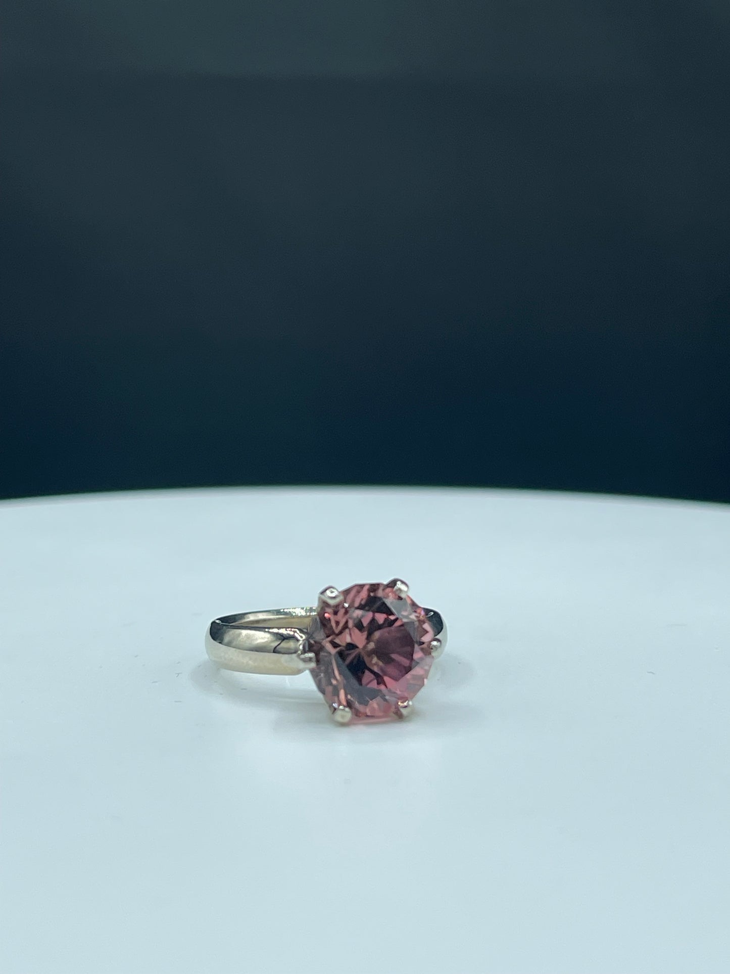5.45 Carat Custom Cut Pink Tourmaline Engagement Ring 14k White Gold (Size 8)