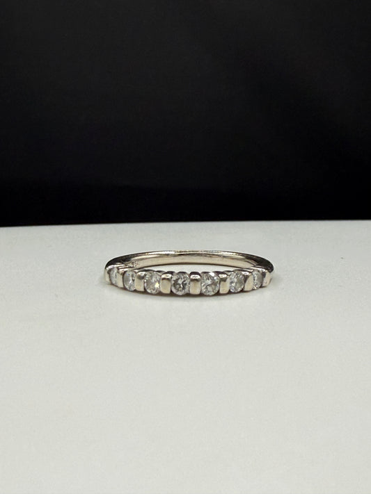 Vintage 18K White Gold Natural Diamond Bar Set Band Ring 0.35ctw Size 4.75