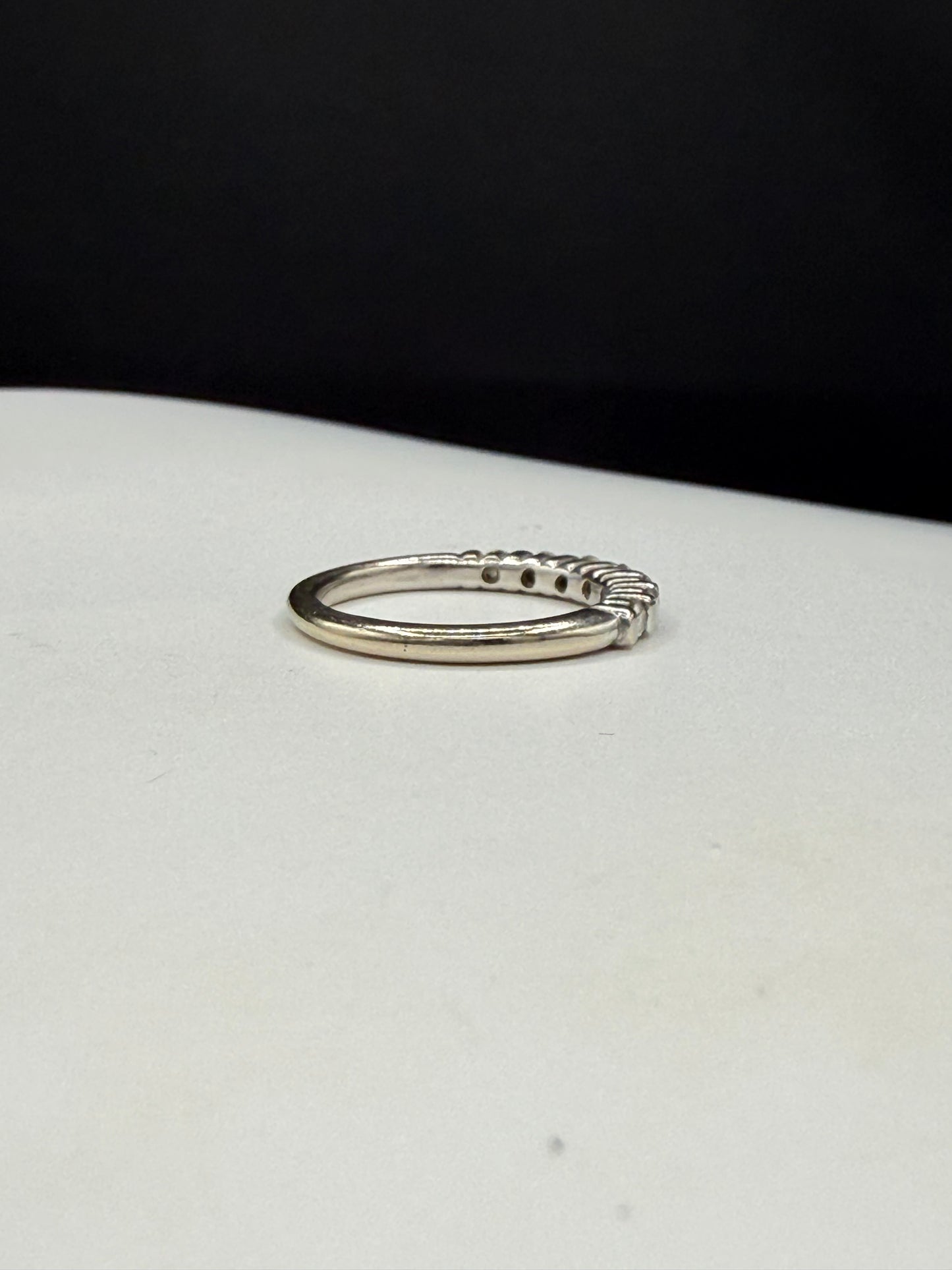 Vintage 18K White Gold Natural Diamond Bar Set Band Ring 0.35ctw Size 4.75