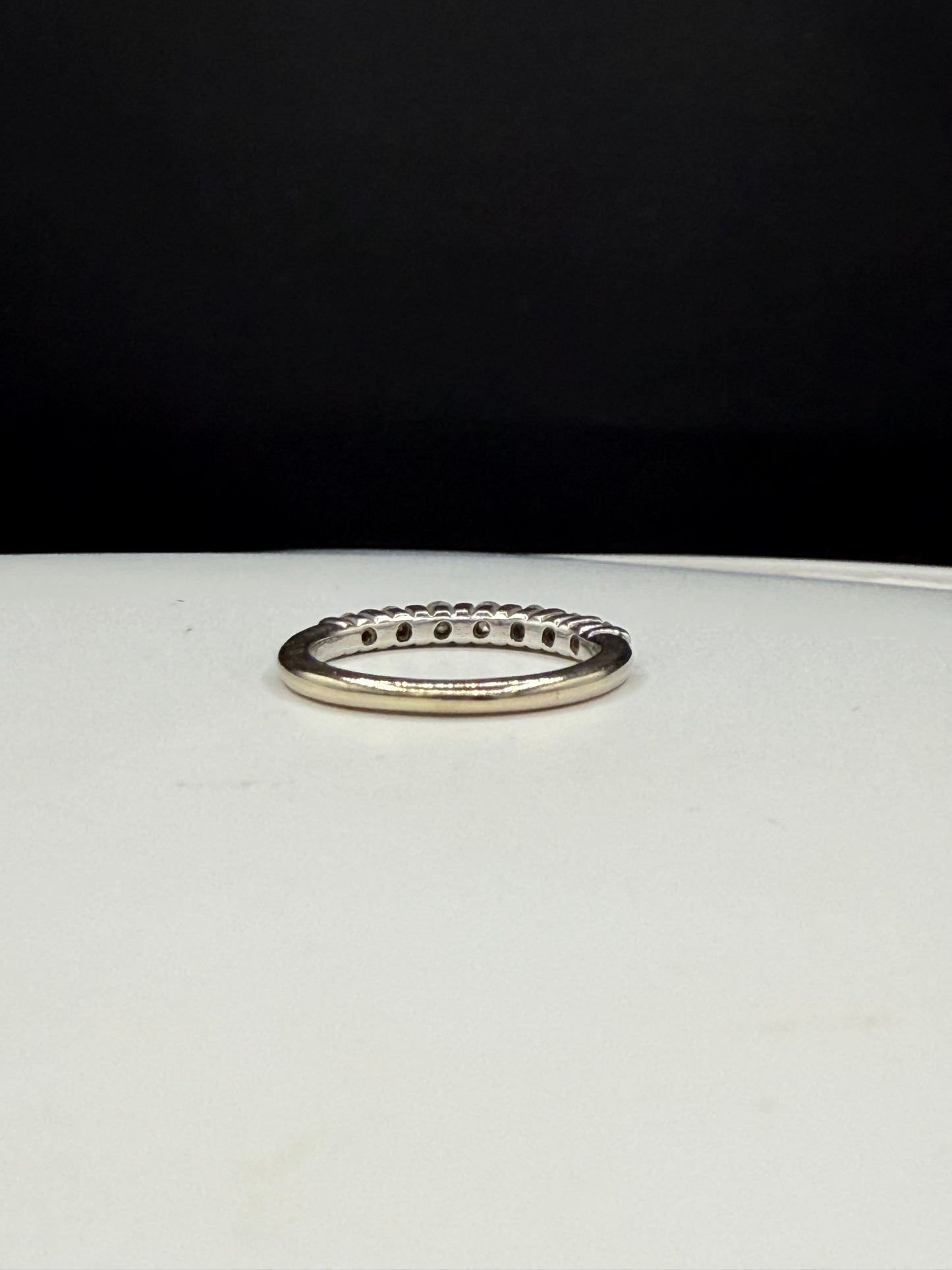 Vintage 18K White Gold Natural Diamond Bar Set Band Ring 0.35ctw Size 4.75