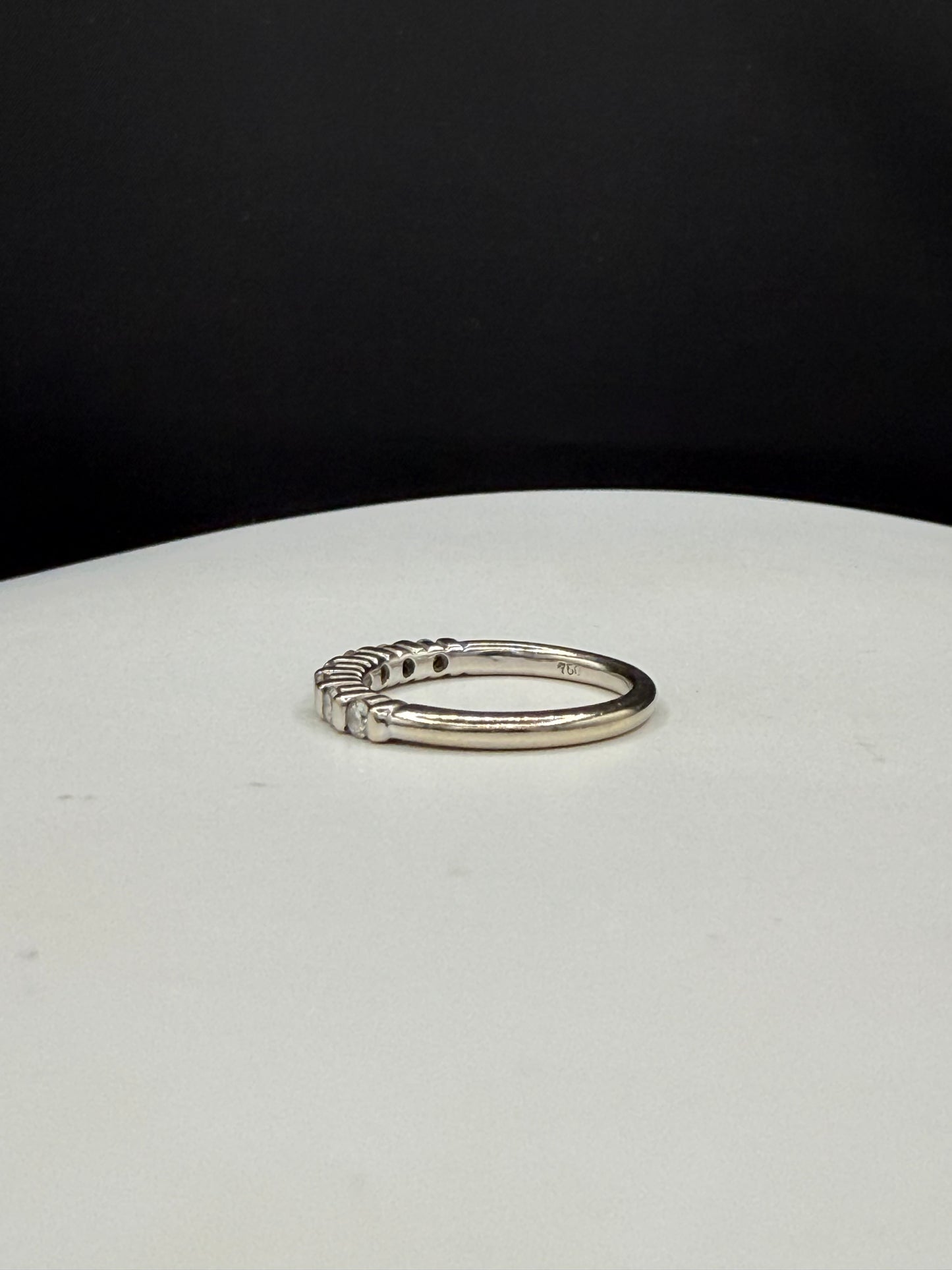 Vintage 18K White Gold Natural Diamond Bar Set Band Ring 0.35ctw Size 4.75