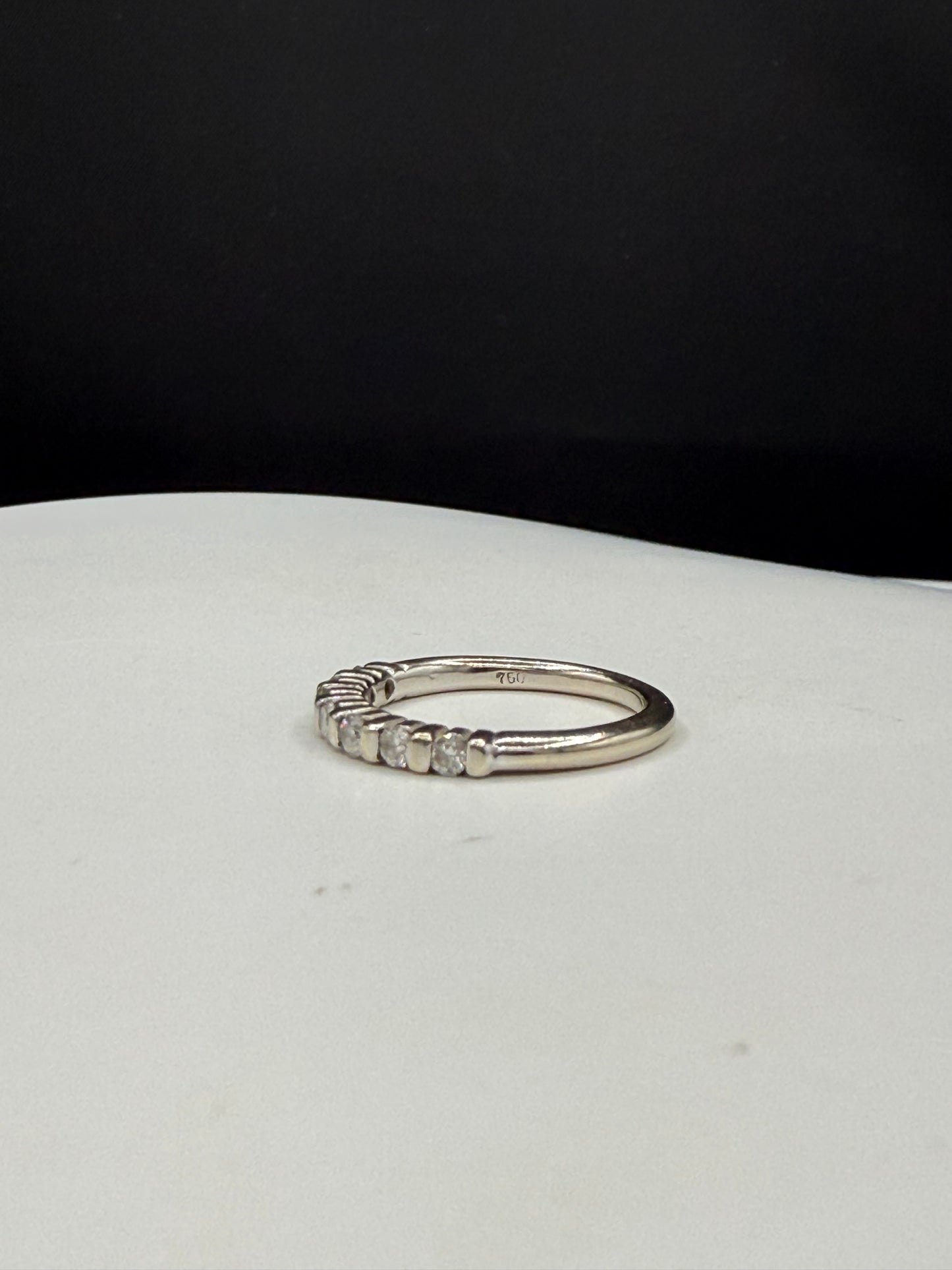 Vintage 18K White Gold Natural Diamond Bar Set Band Ring 0.35ctw Size 4.75