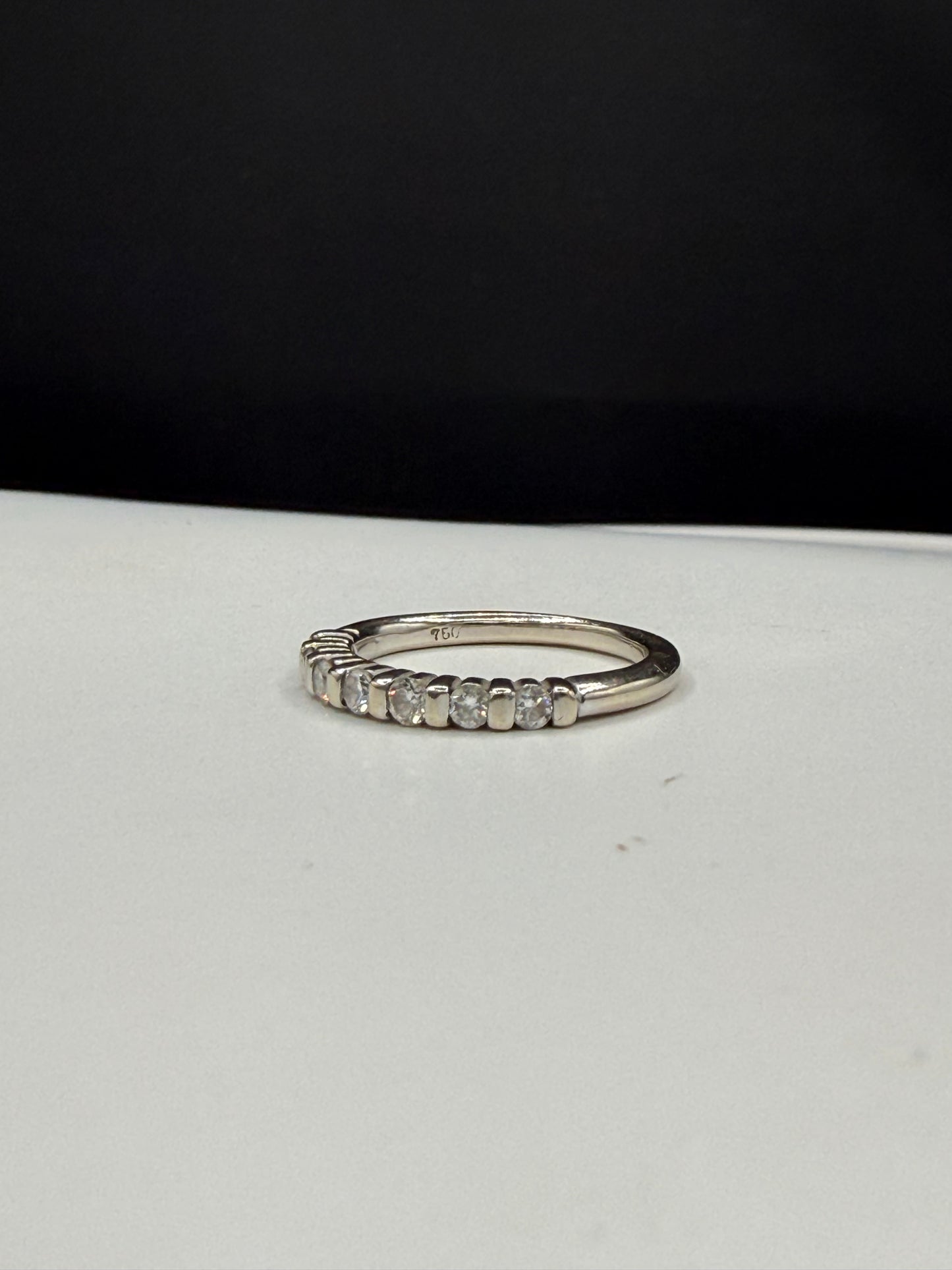 Vintage 18K White Gold Natural Diamond Bar Set Band Ring 0.35ctw Size 4.75