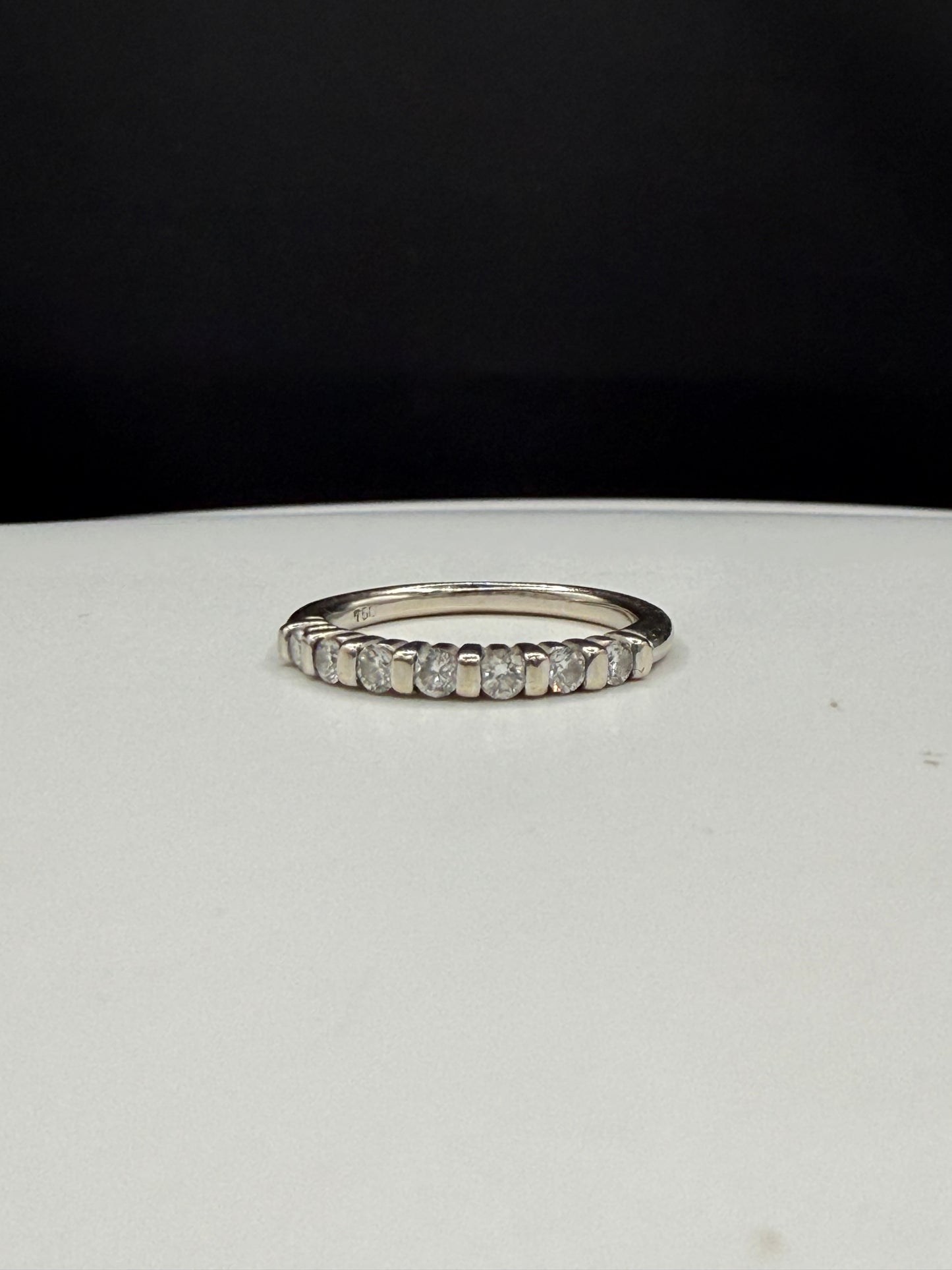 Vintage 18K White Gold Natural Diamond Bar Set Band Ring 0.35ctw Size 4.75