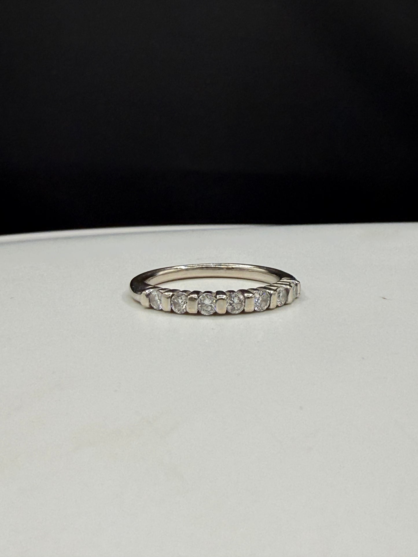 Vintage 18K White Gold Natural Diamond Bar Set Band Ring 0.35ctw Size 4.75