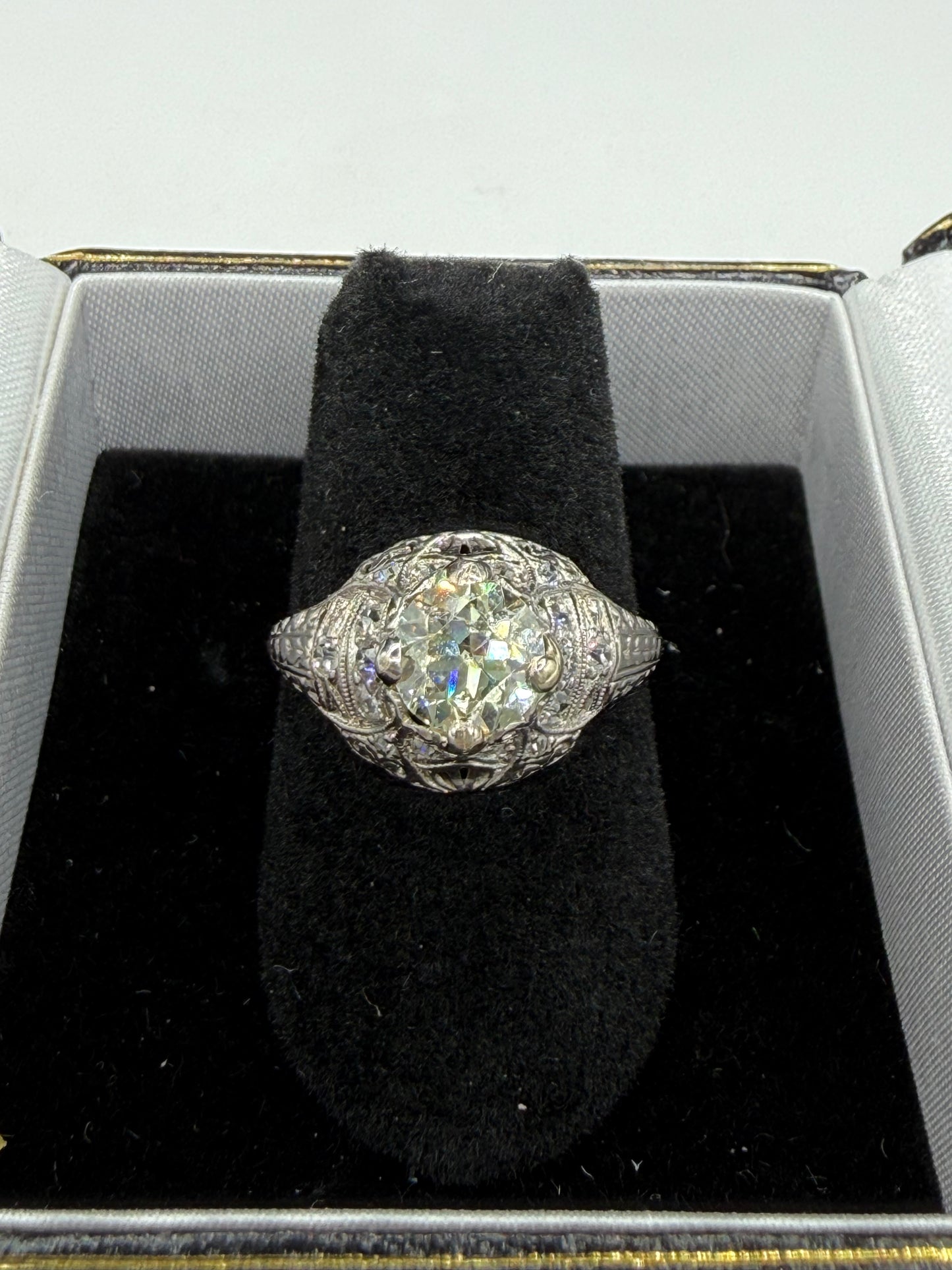 Authentic 1924 Art Deco 2.00ctw Old European Cut VVS Diamond Platinum Engagement Ring | Size 6.5