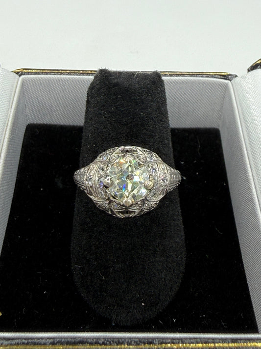 Authentic 1924 Art Deco 2.00ctw Old European Cut VVS Diamond Platinum Engagement Ring | Size 6.5