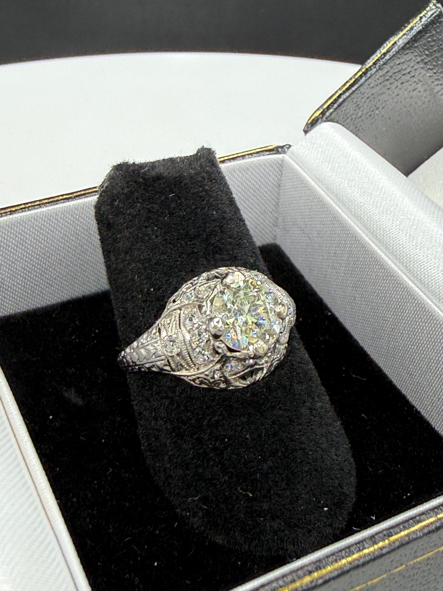 Authentic 1924 Art Deco 2.00ctw Old European Cut VVS Diamond Platinum Engagement Ring | Size 6.5