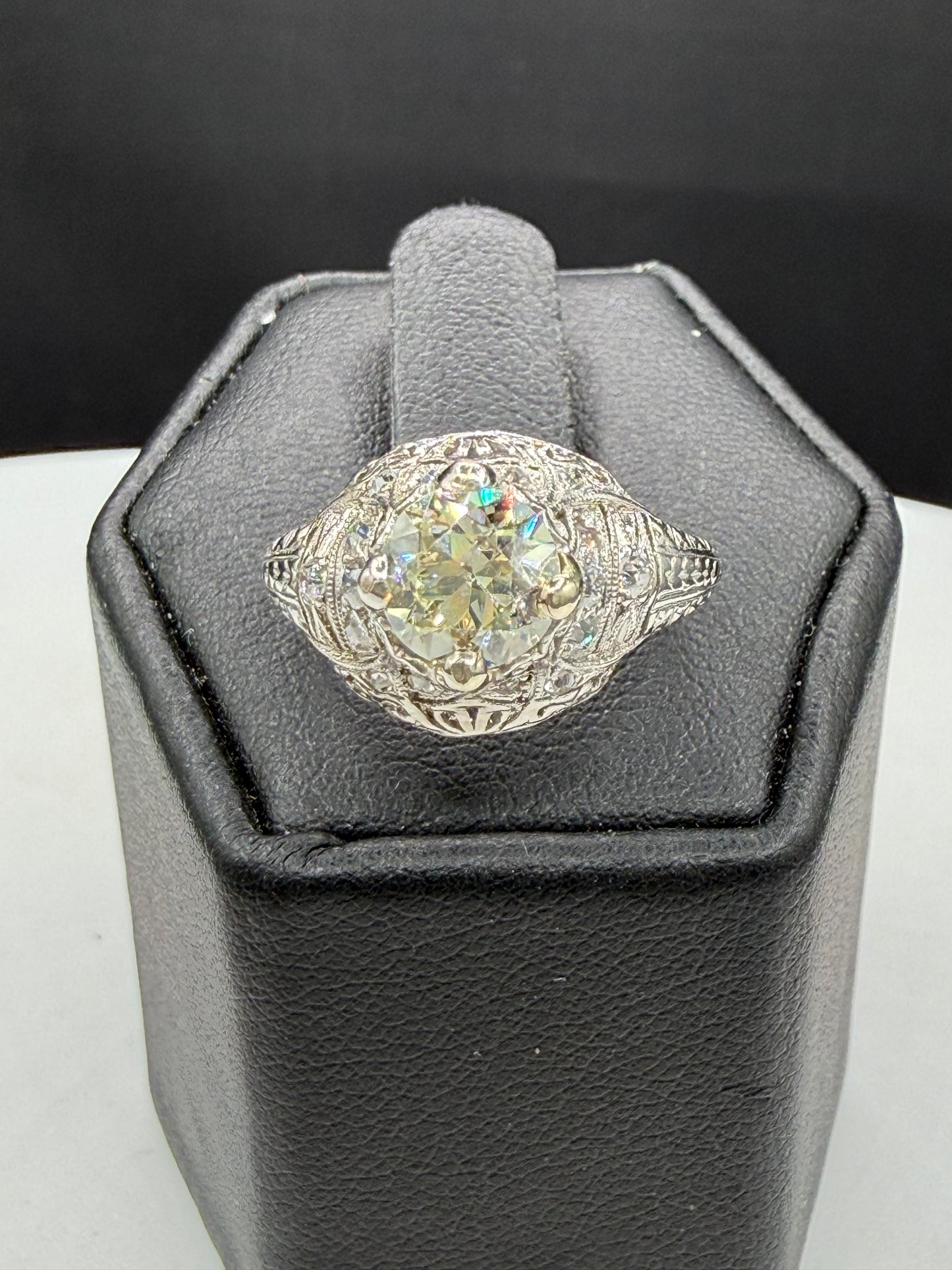 Authentic 1924 Art Deco 2.00ctw Old European Cut VVS Diamond Platinum Engagement Ring | Size 6.5