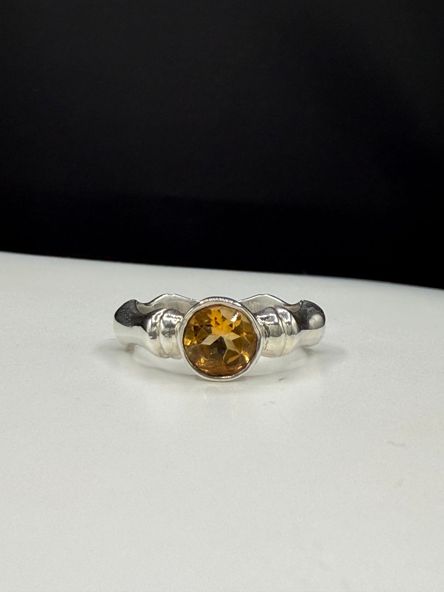 1.20ct Natural Citrine Sterling Silver Bone Style Statement Ring | Size 8.25
