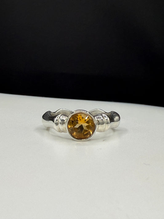 1.20ct Natural Citrine Sterling Silver Bone Style Statement Ring | Size 8.25