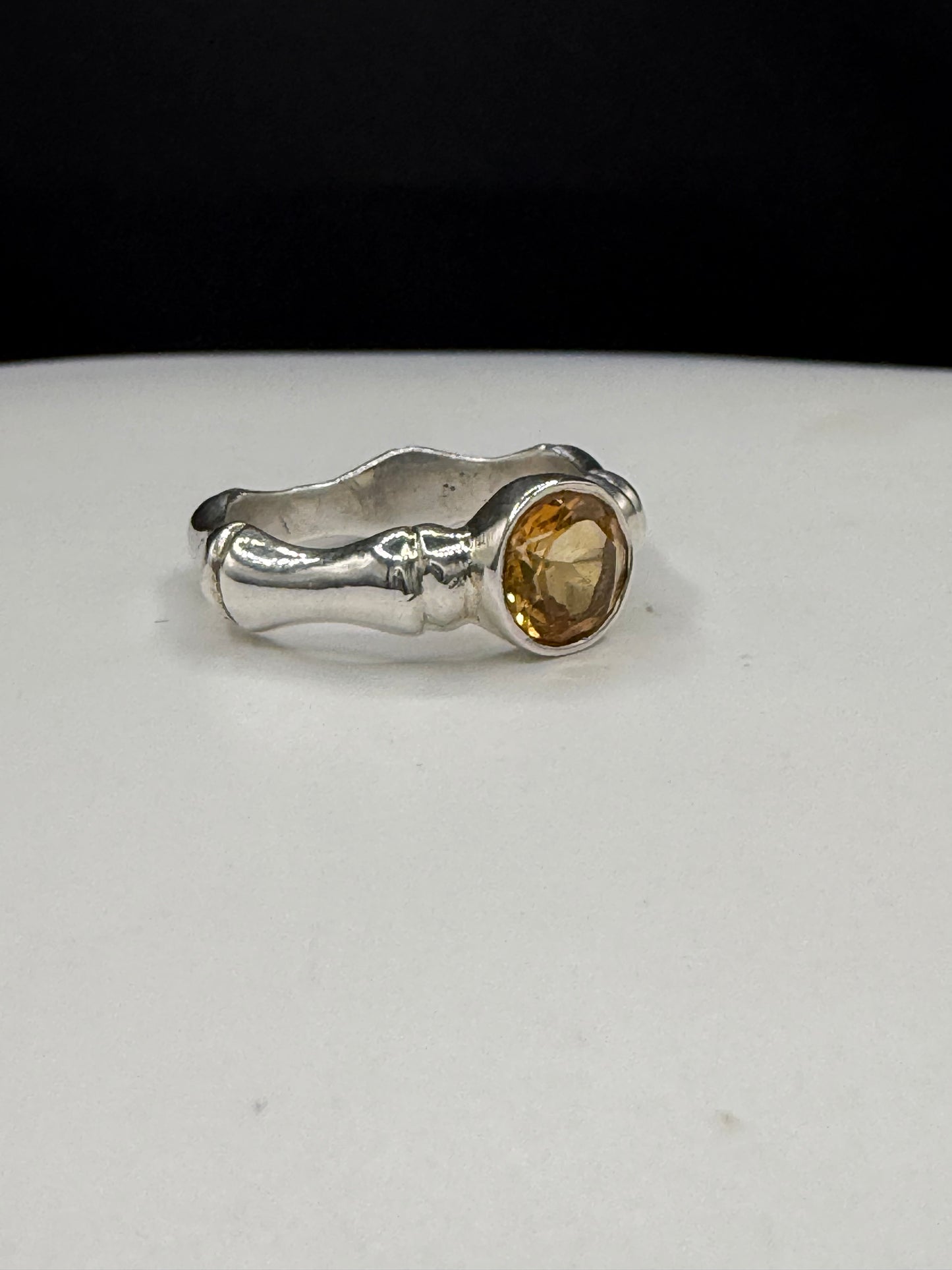 1.20ct Natural Citrine Sterling Silver Bone Style Statement Ring | Size 8.25