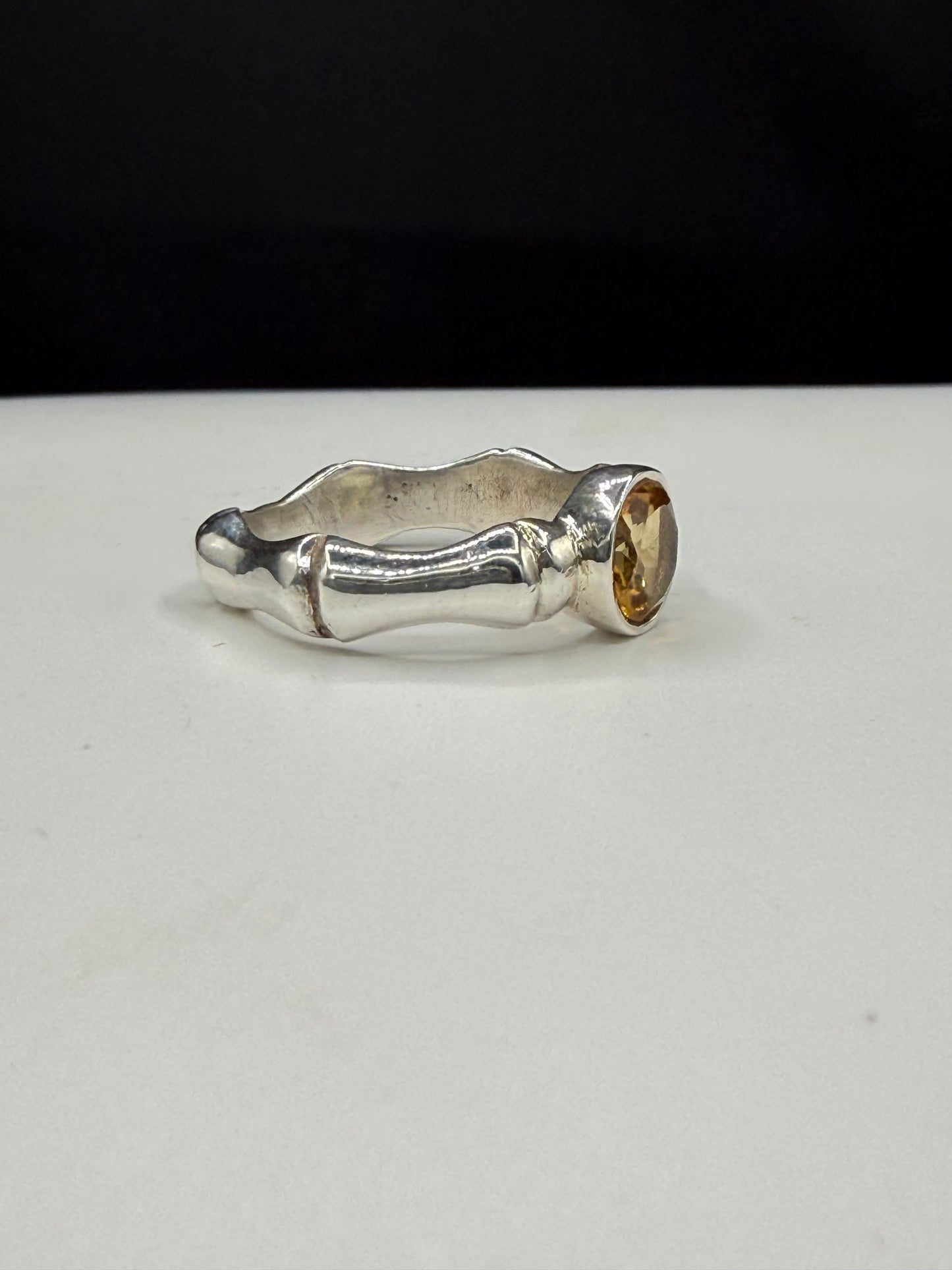1.20ct Natural Citrine Sterling Silver Bone Style Statement Ring | Size 8.25